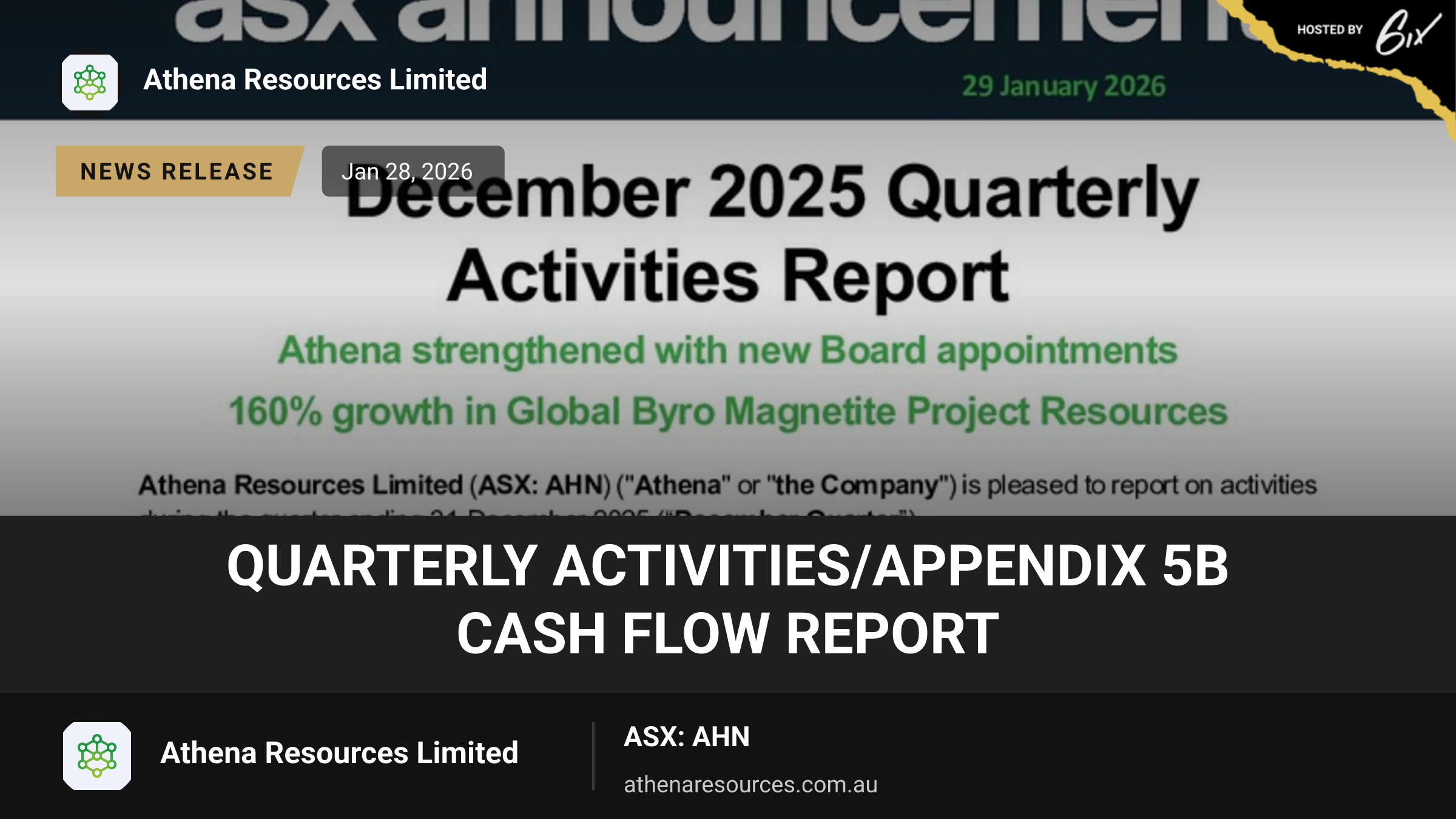 Quarterly Activities/Appendix 5B Cash Flow Report