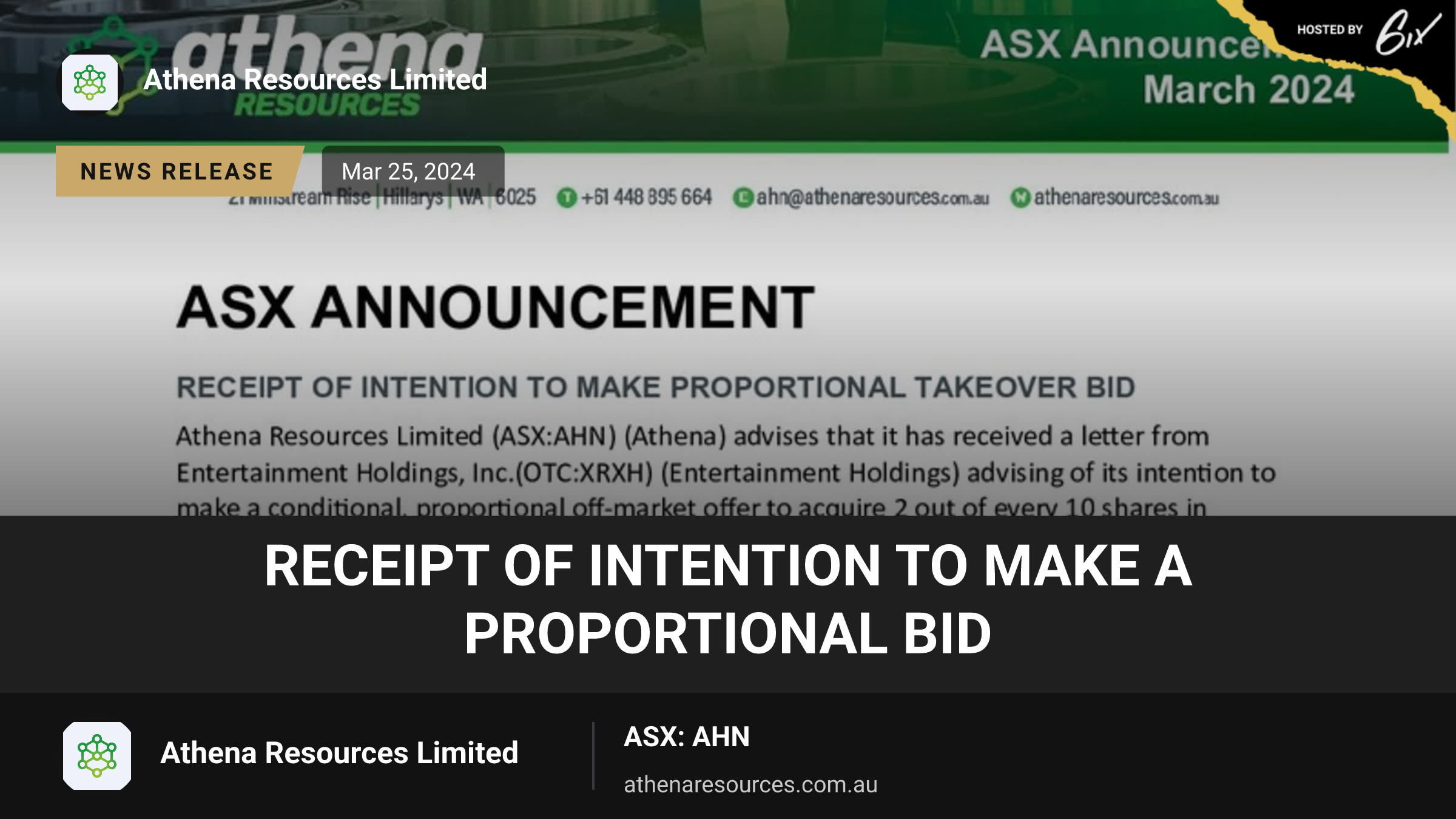 Receipt of intention to make a proportional bid