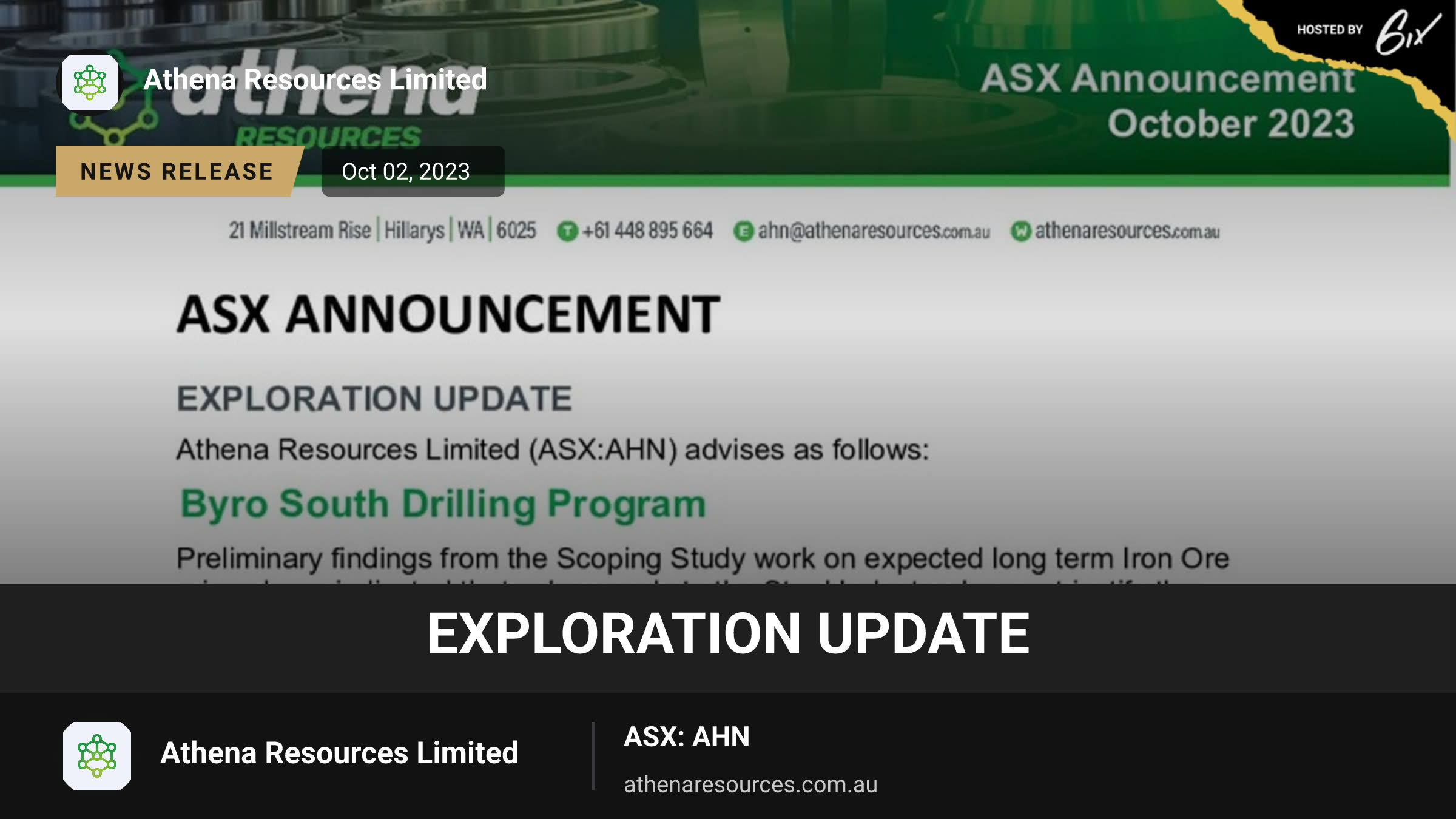 Exploration Update