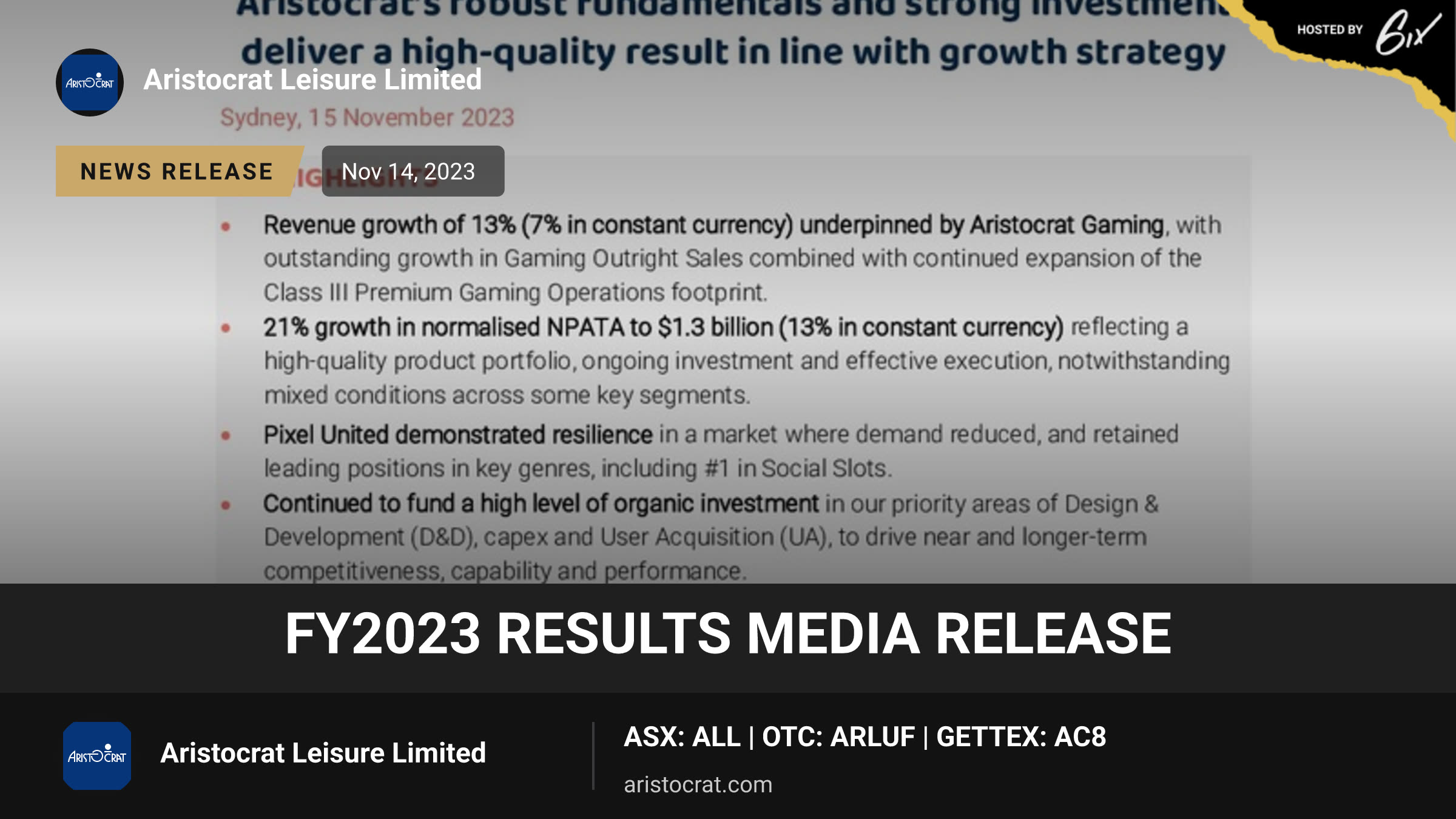 FY2023 Results Media Release