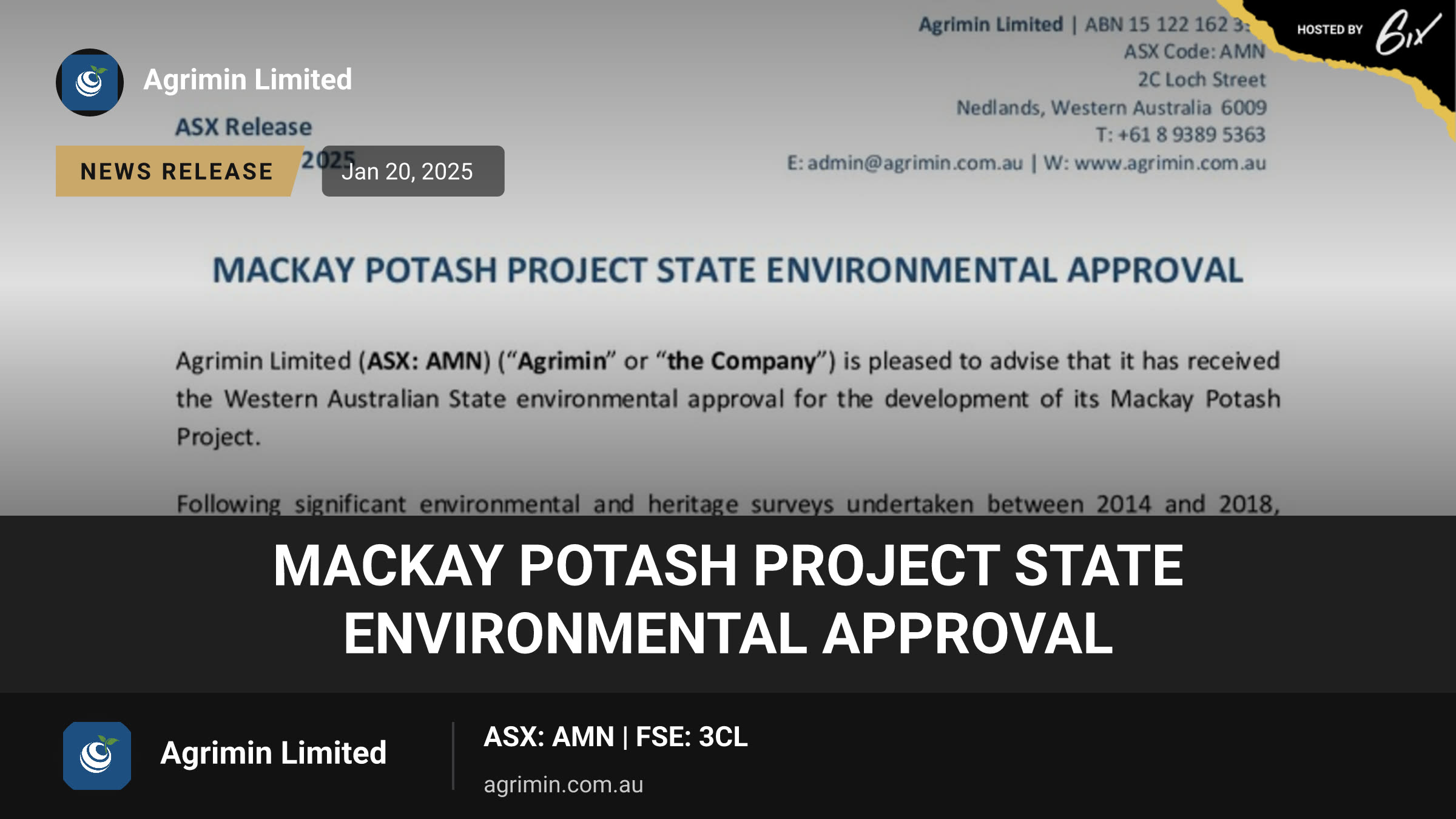 Mackay Potash Project State Environmental Approval