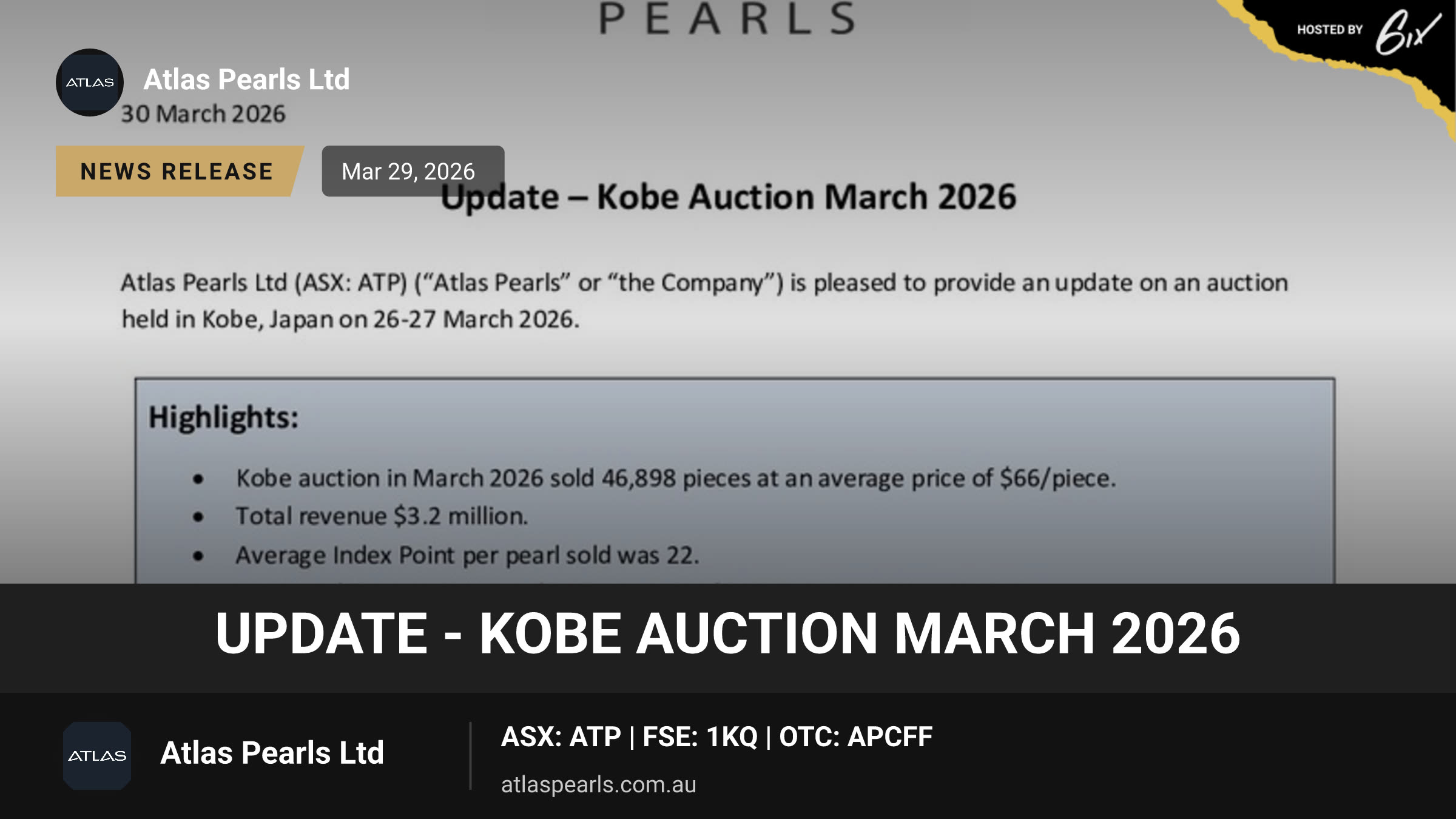 Update - Kobe Auction March 2026