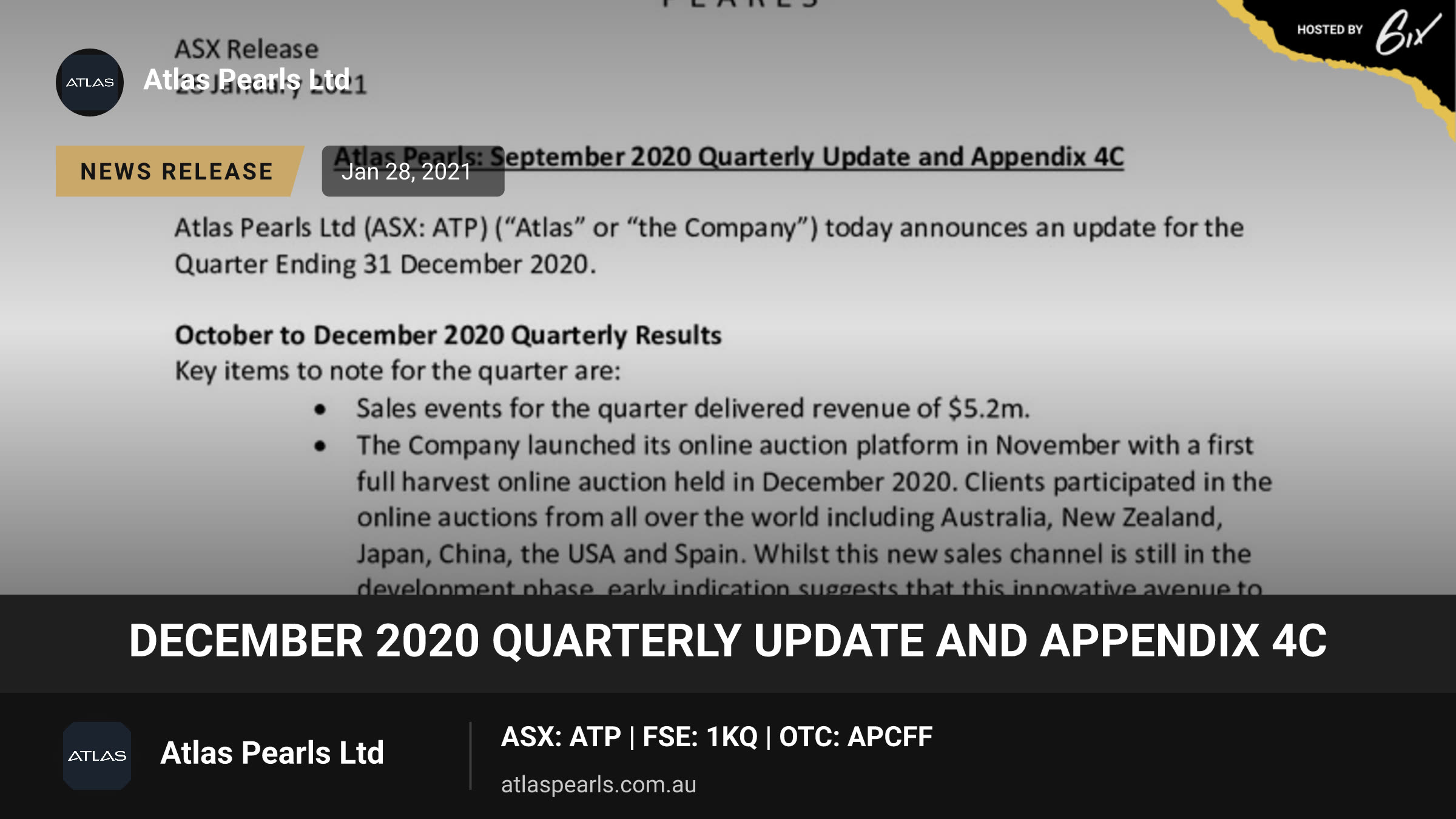 December 2020 Quarterly Update and Appendix 4C