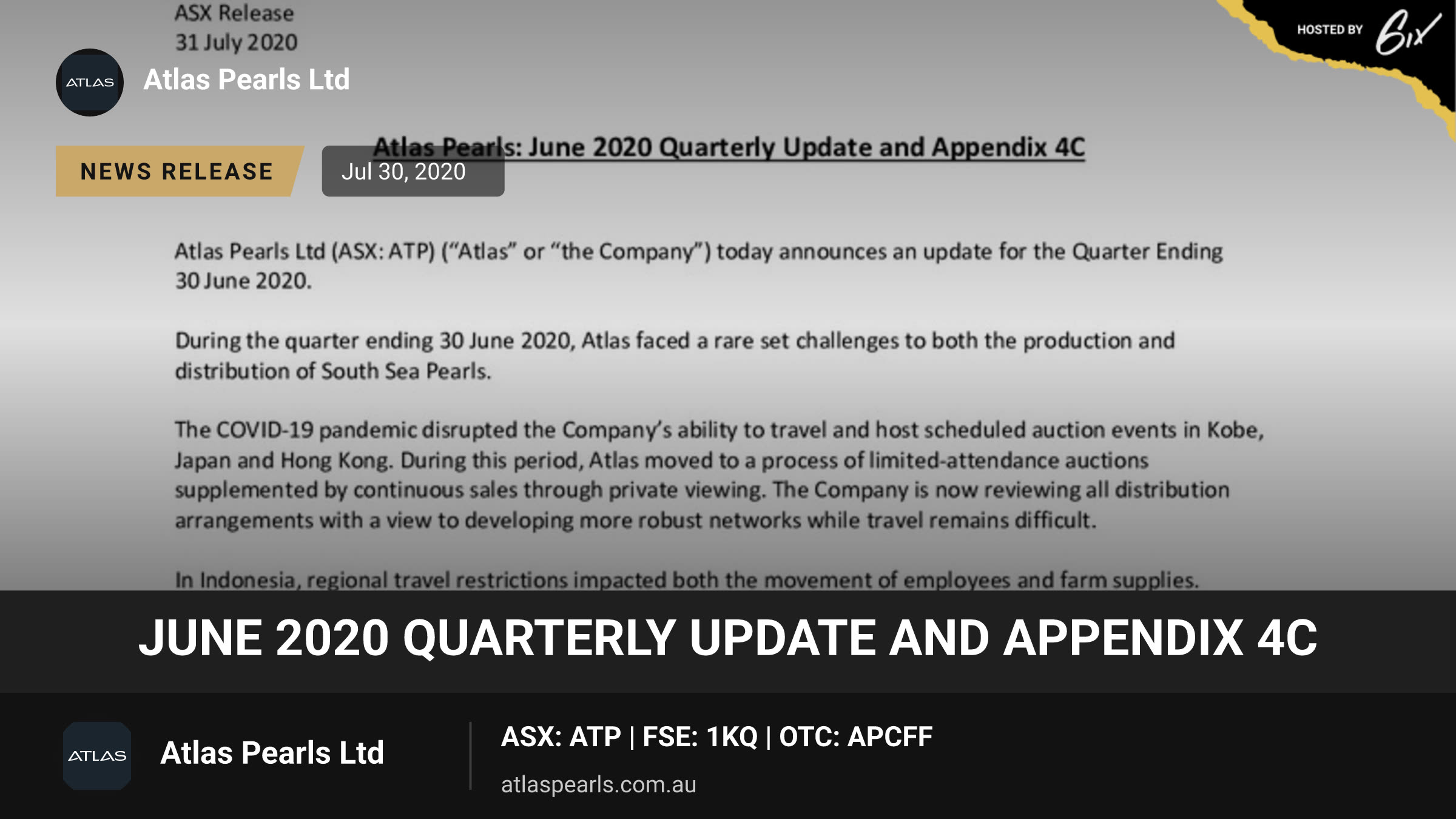 June 2020 Quarterly Update and Appendix 4C