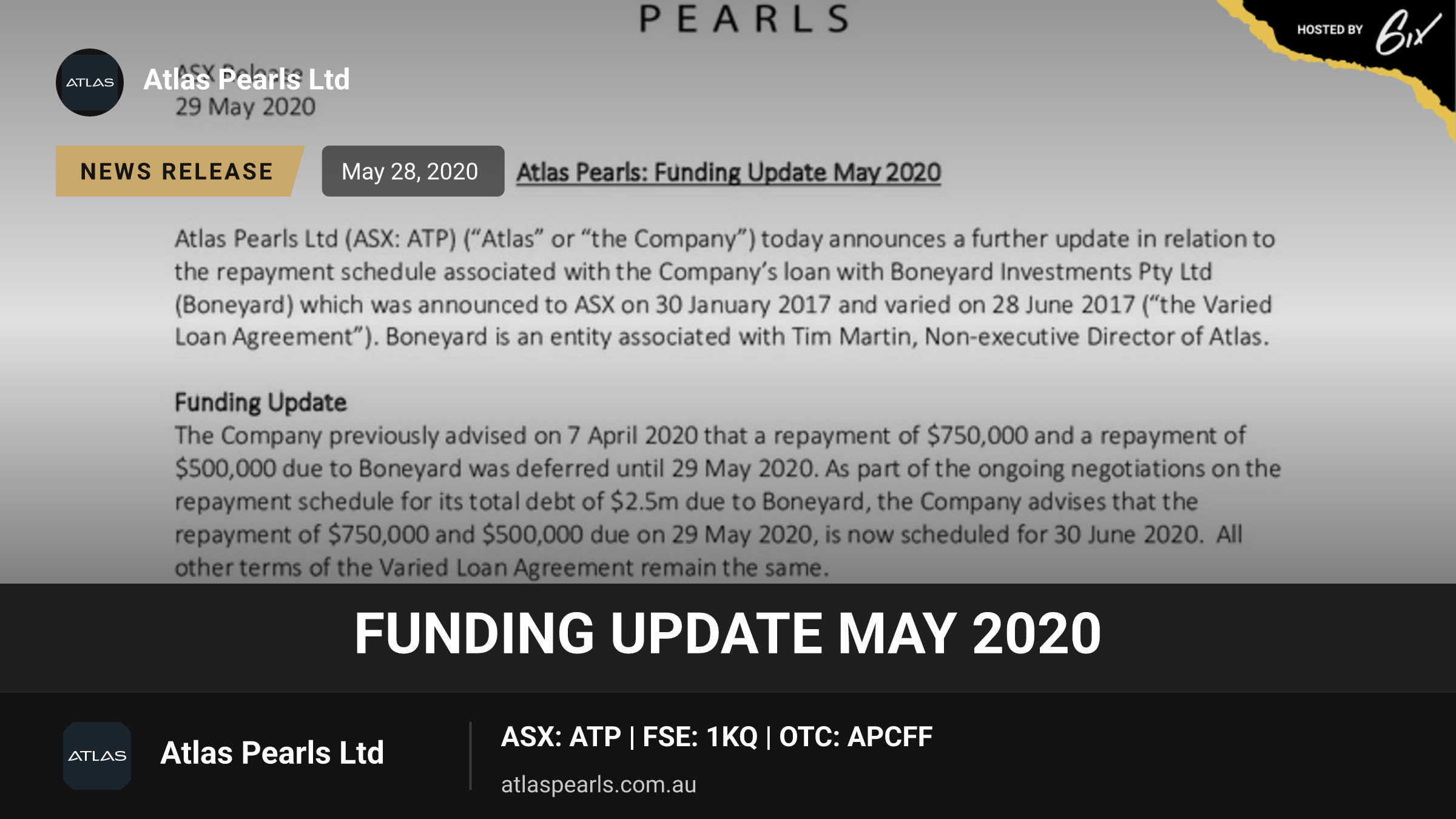 Funding Update May 2020