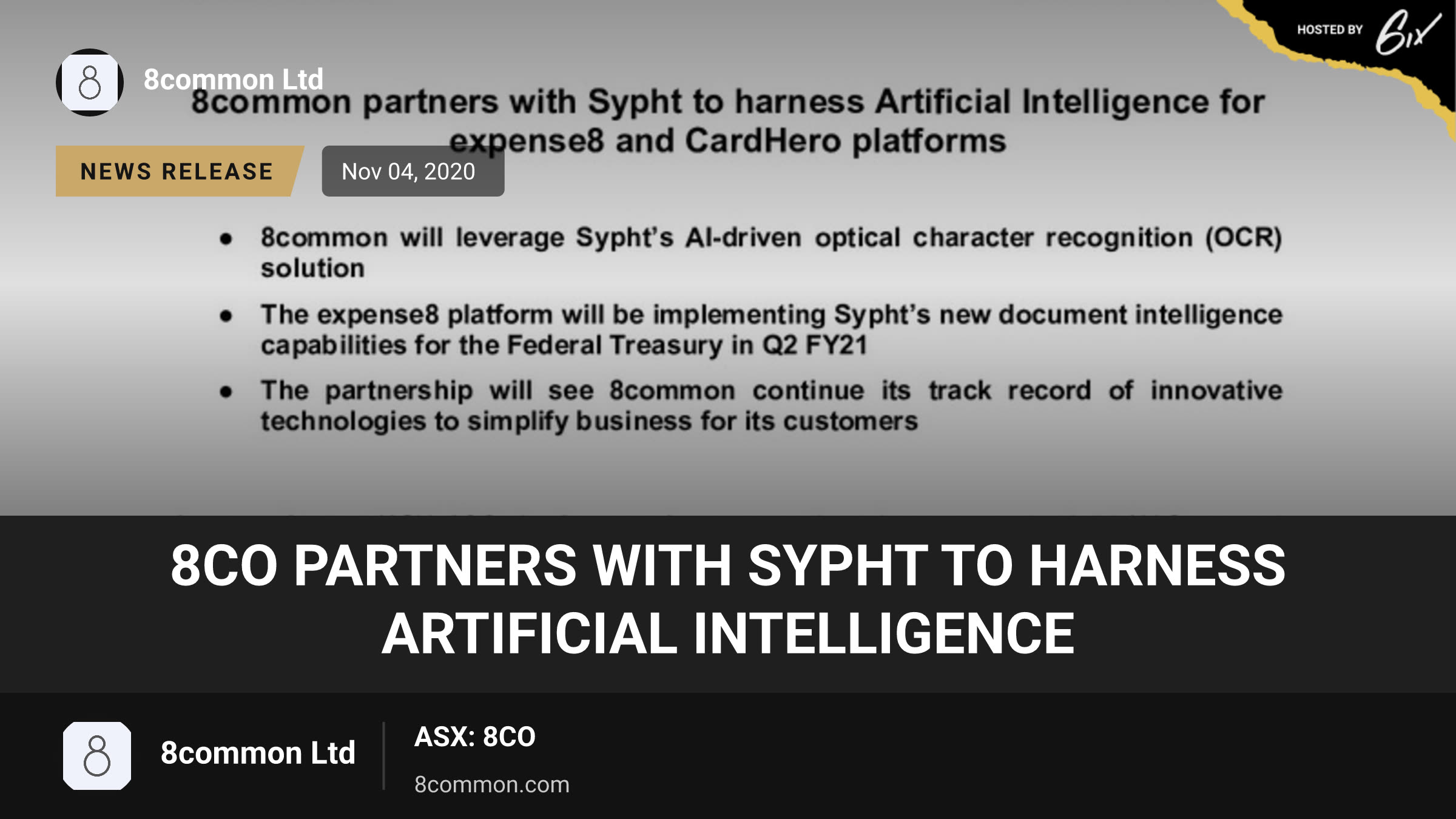 8CO partners with Sypht to harness Artificial Intelligence