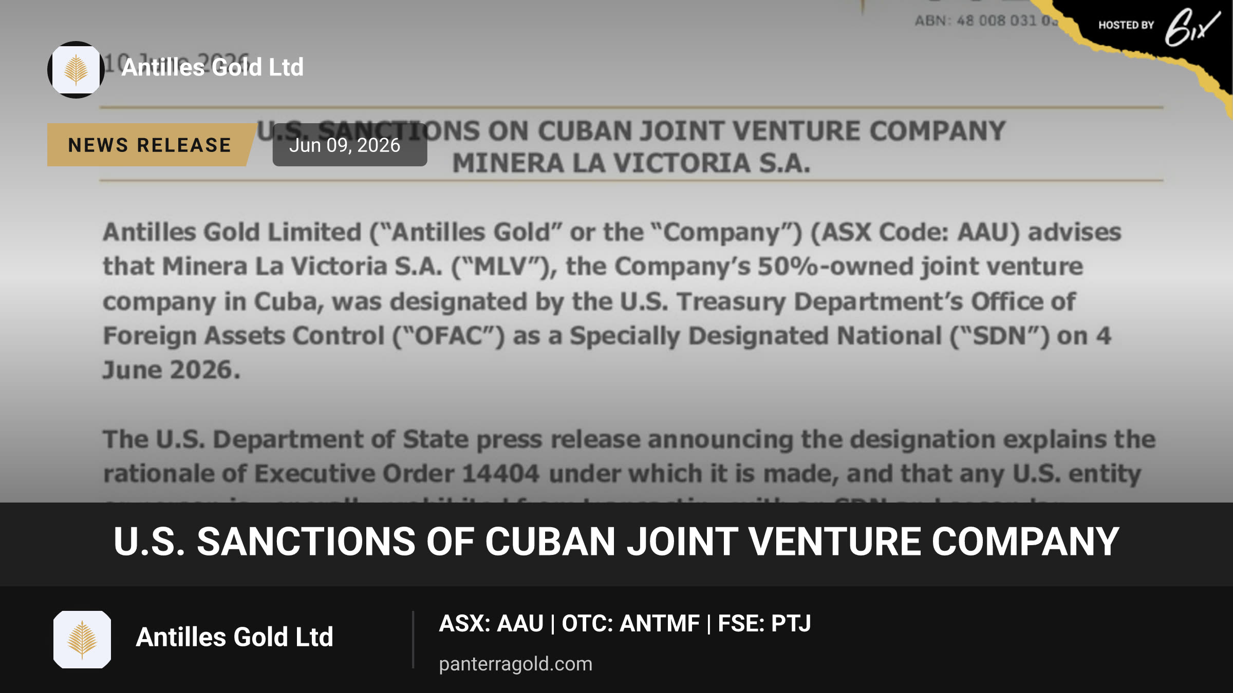 U.S. Sanctions of Cuban Joint Venture Company