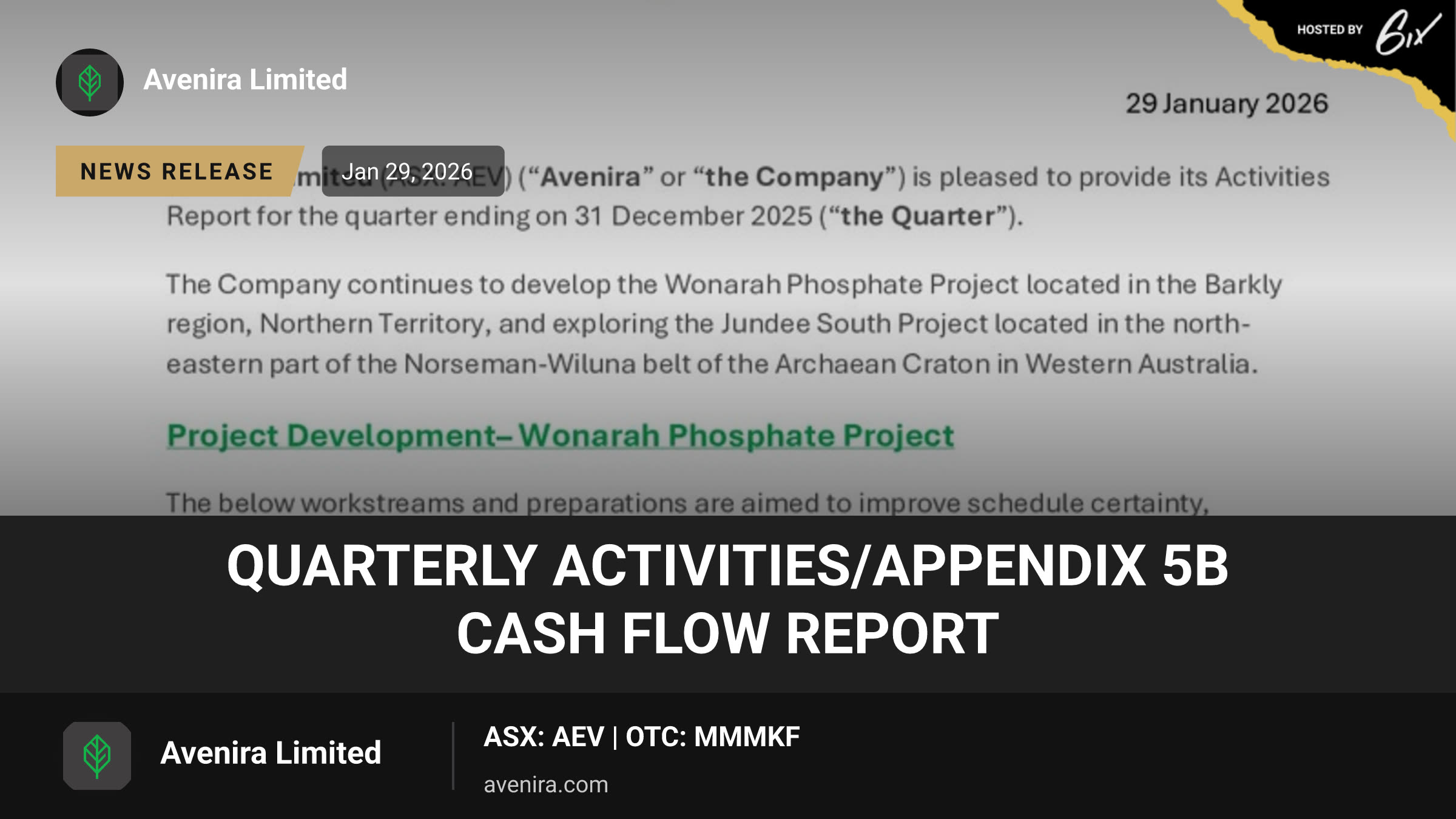 Quarterly Activities/Appendix 5B Cash Flow Report