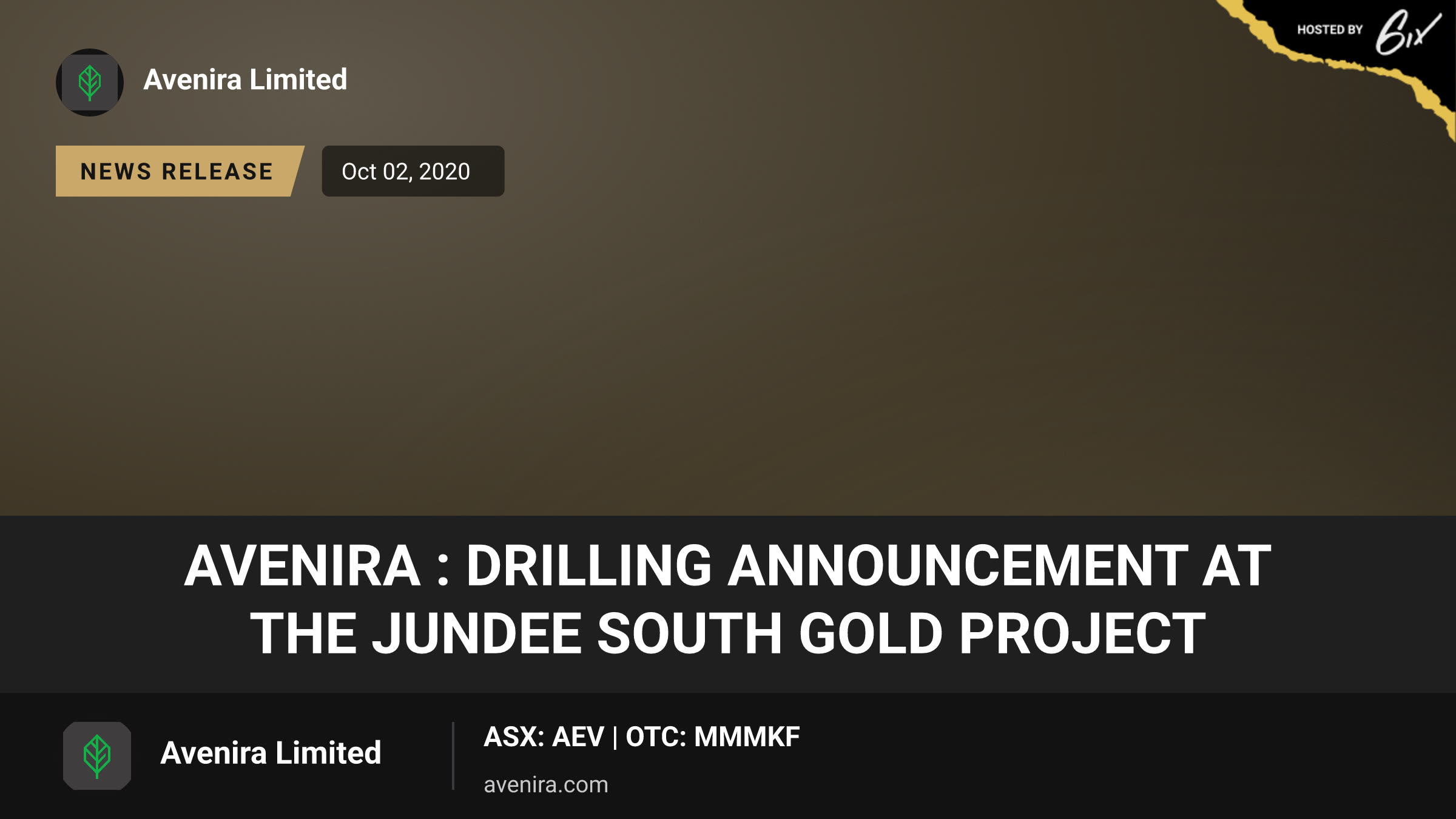 Avenira : Drilling Announcement at the Jundee South Gold Project