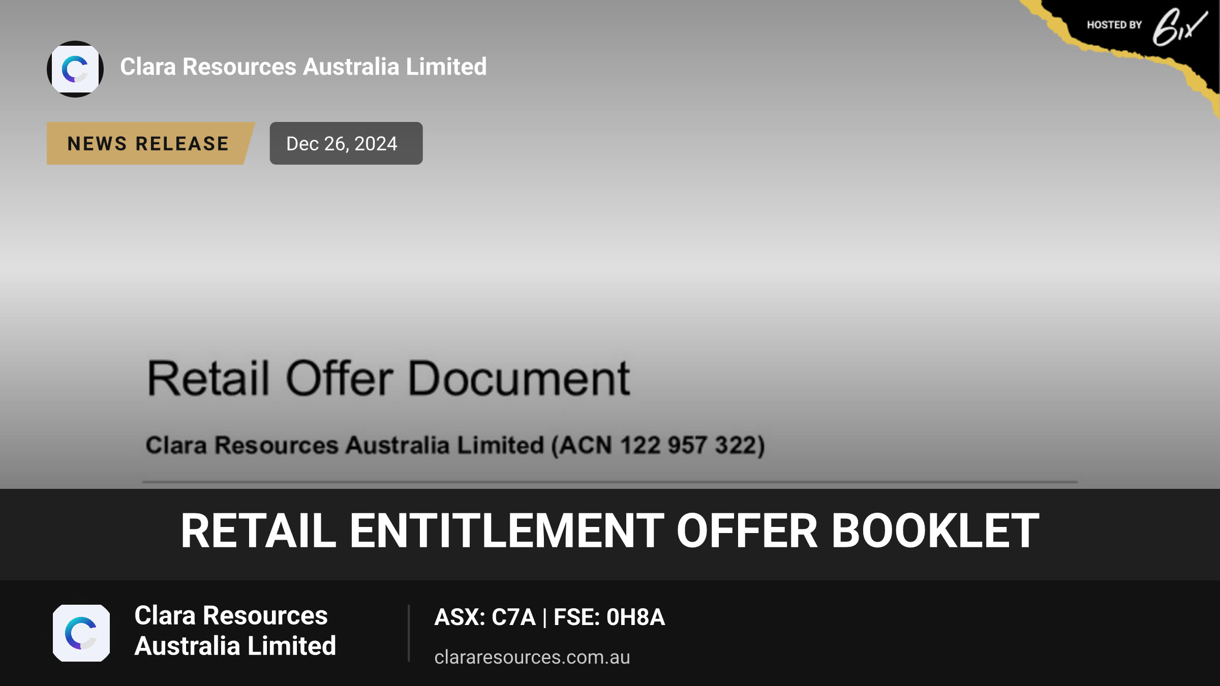 Retail Entitlement Offer Booklet