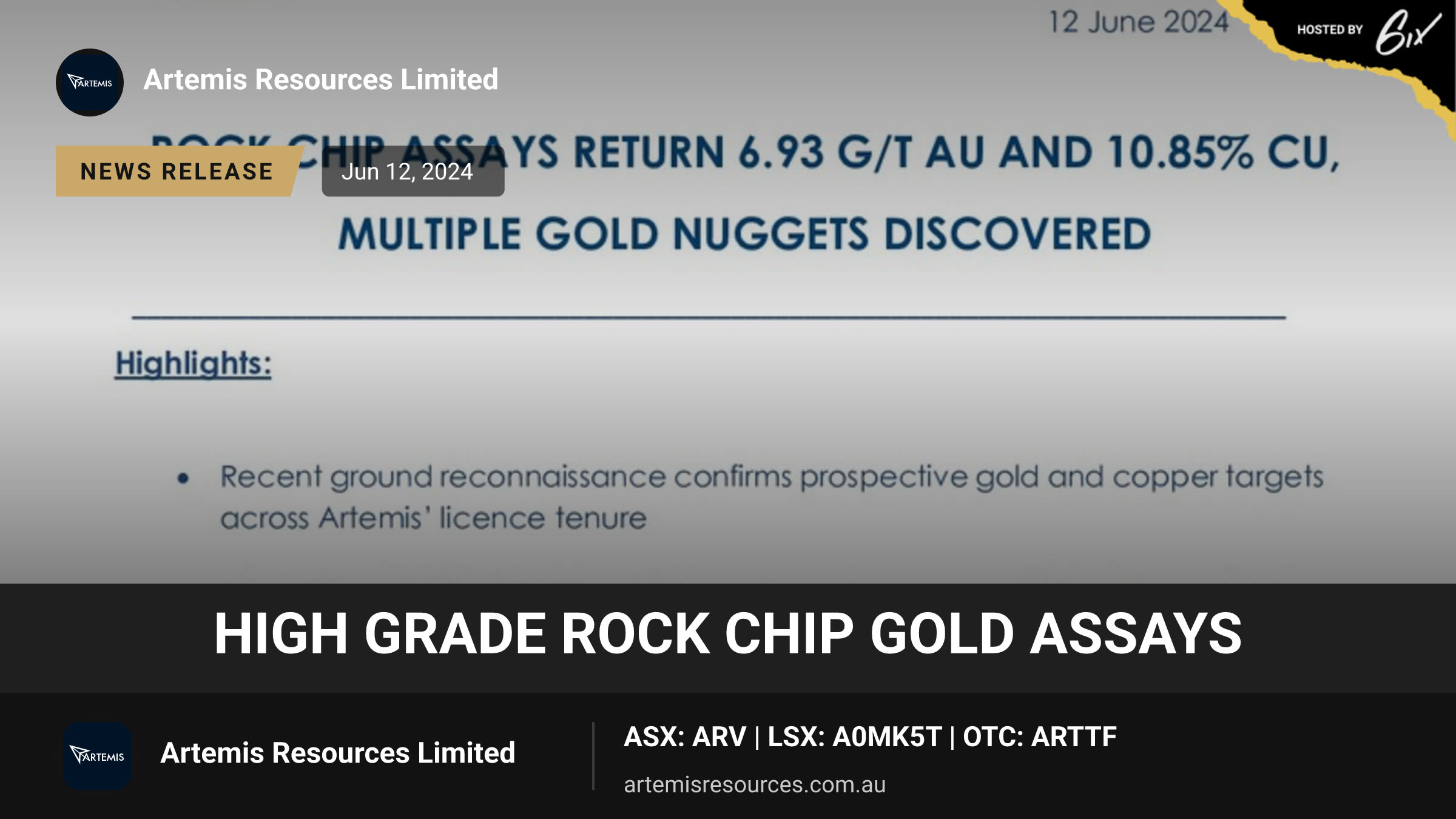 High Grade Rock Chip Gold Assays