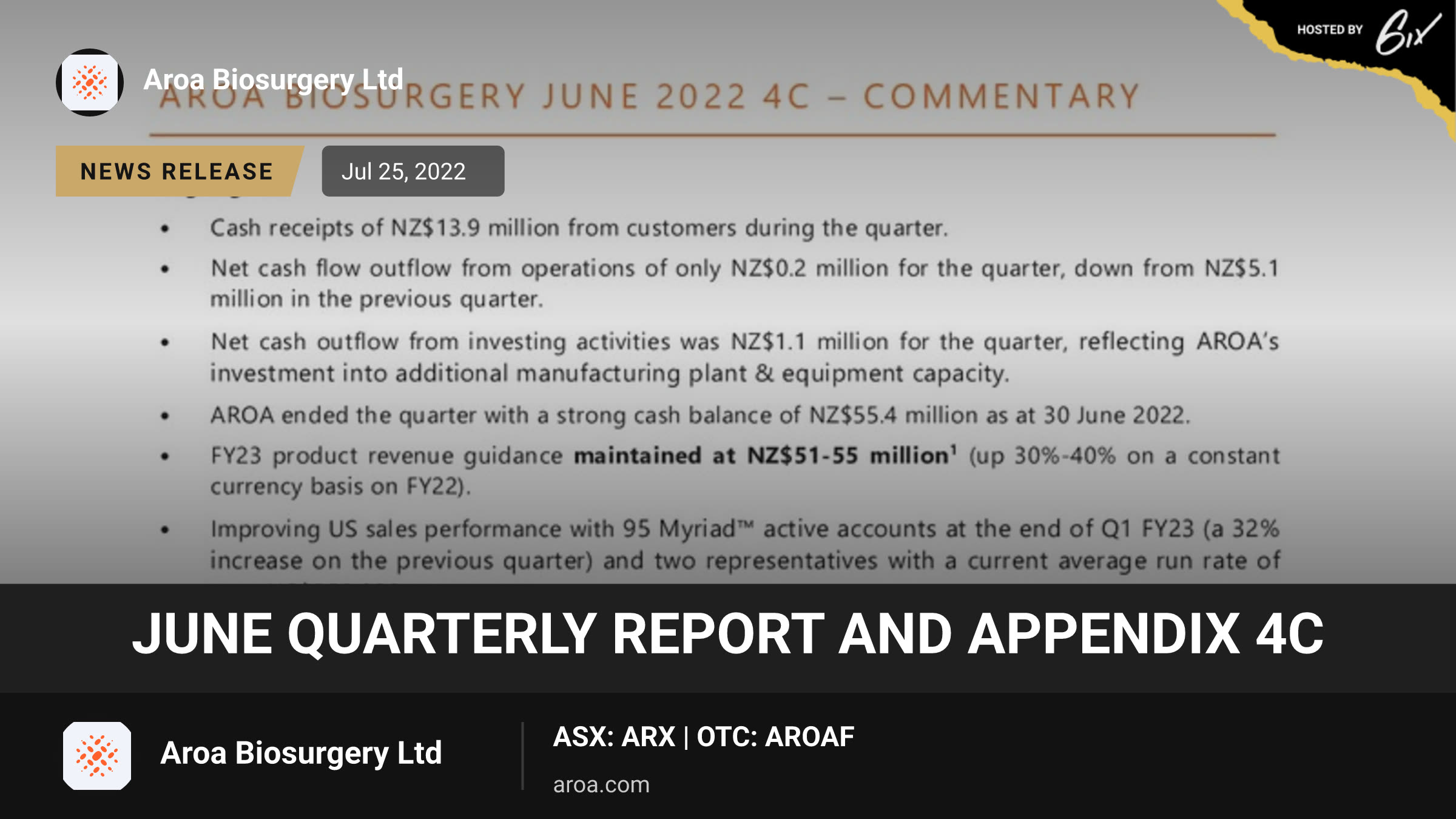June Quarterly Report and Appendix 4C