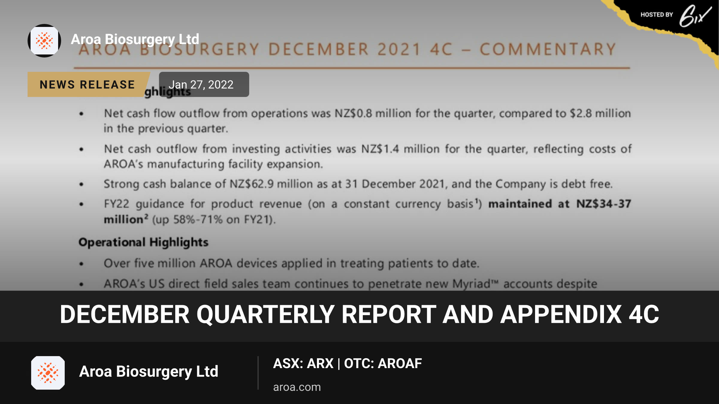 December Quarterly Report and Appendix 4C