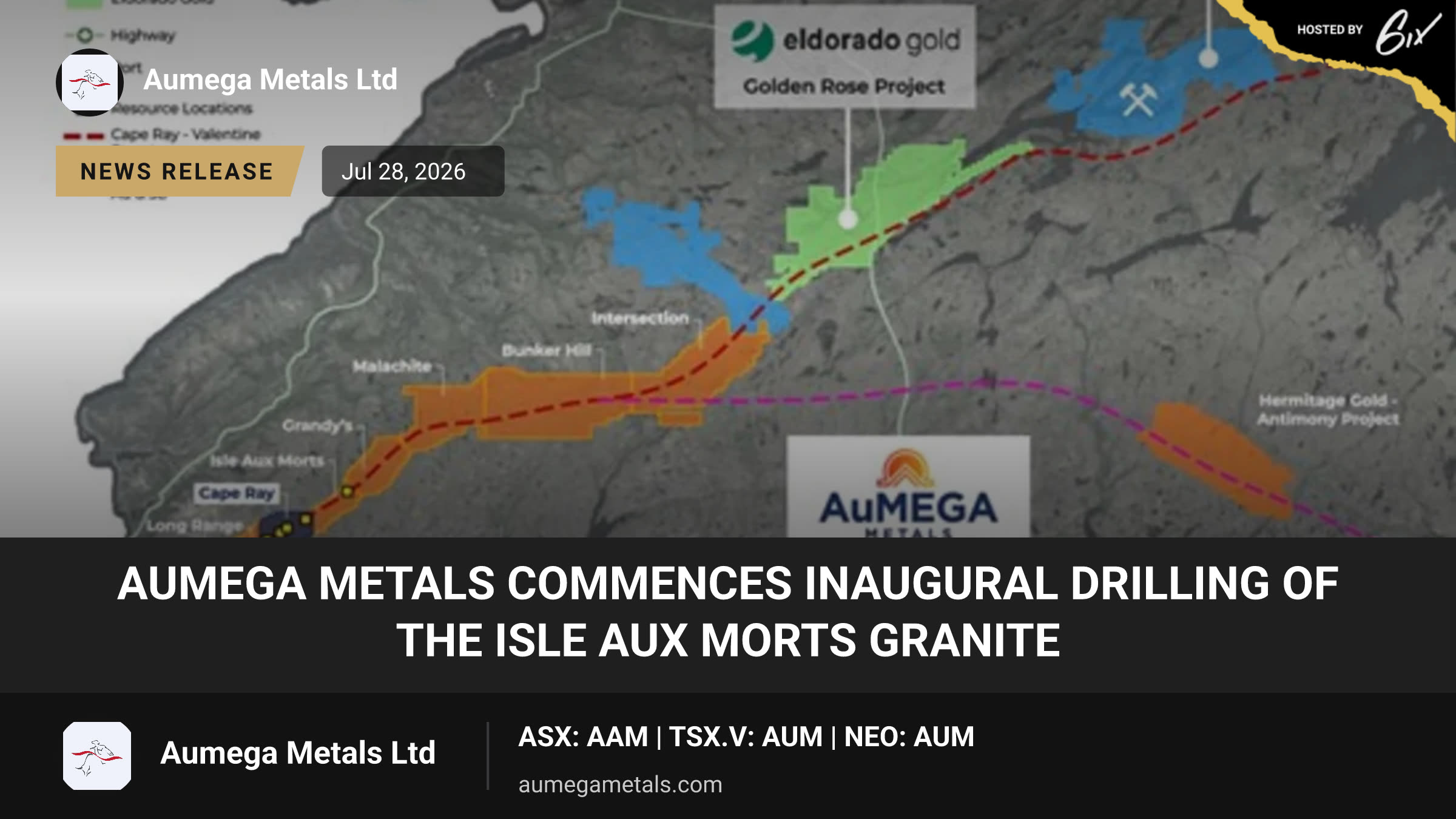 AuMEGA Metals Commences Inaugural Drilling of the Isle aux Morts Granite