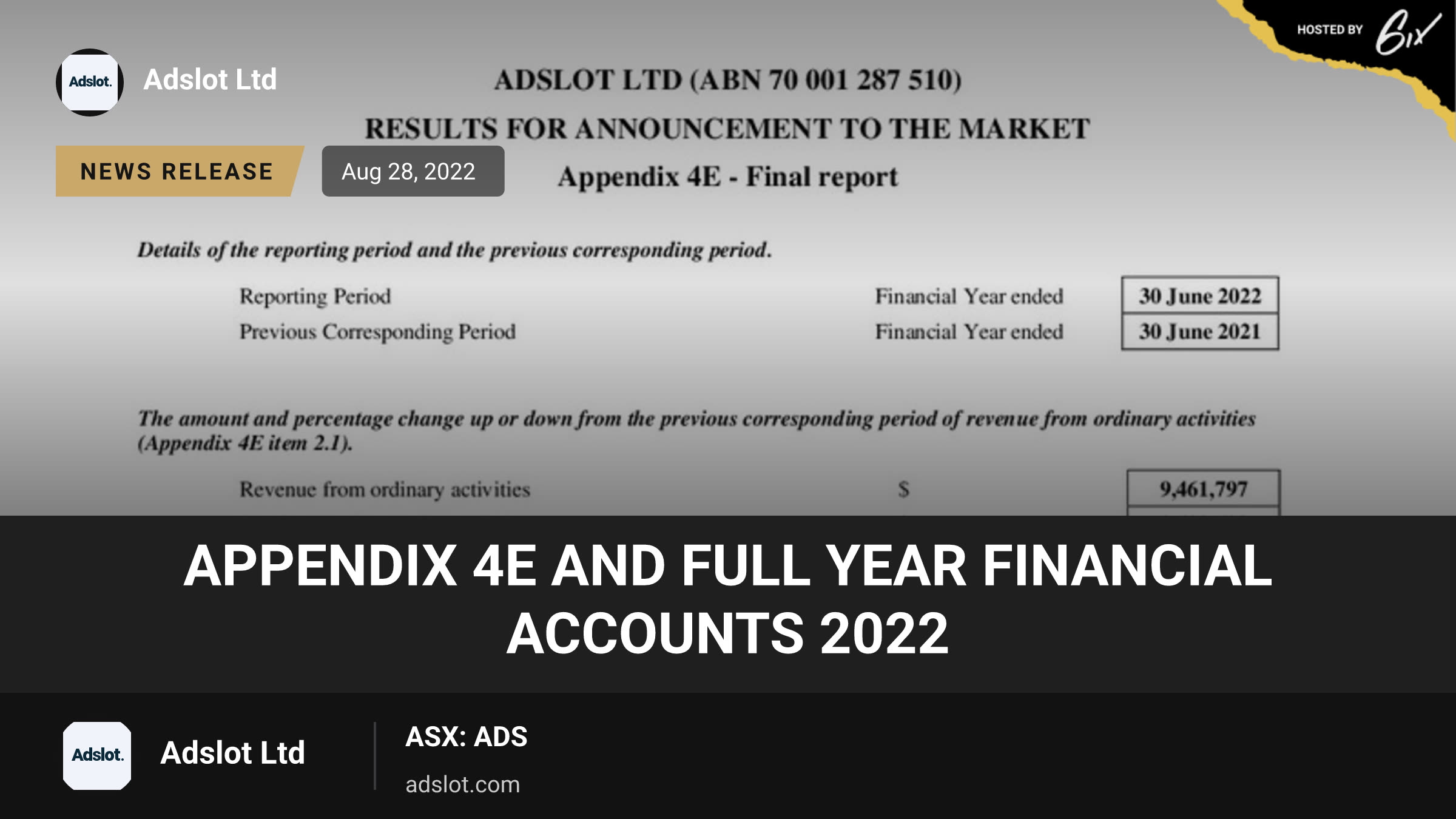 Appendix 4E and Full Year Financial Accounts 2022