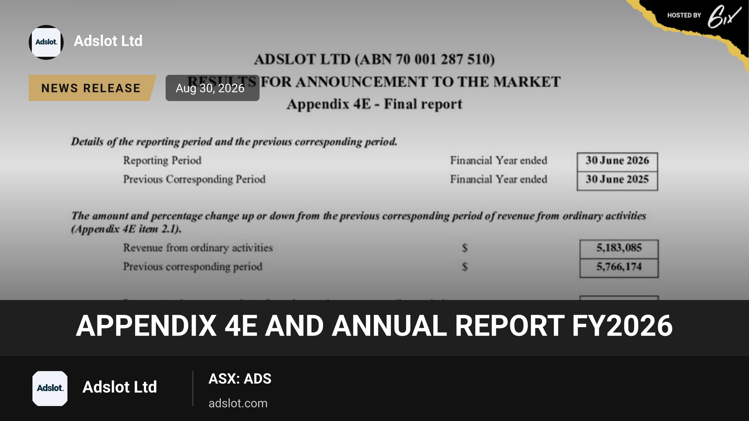 Appendix 4E and Annual Report FY2026