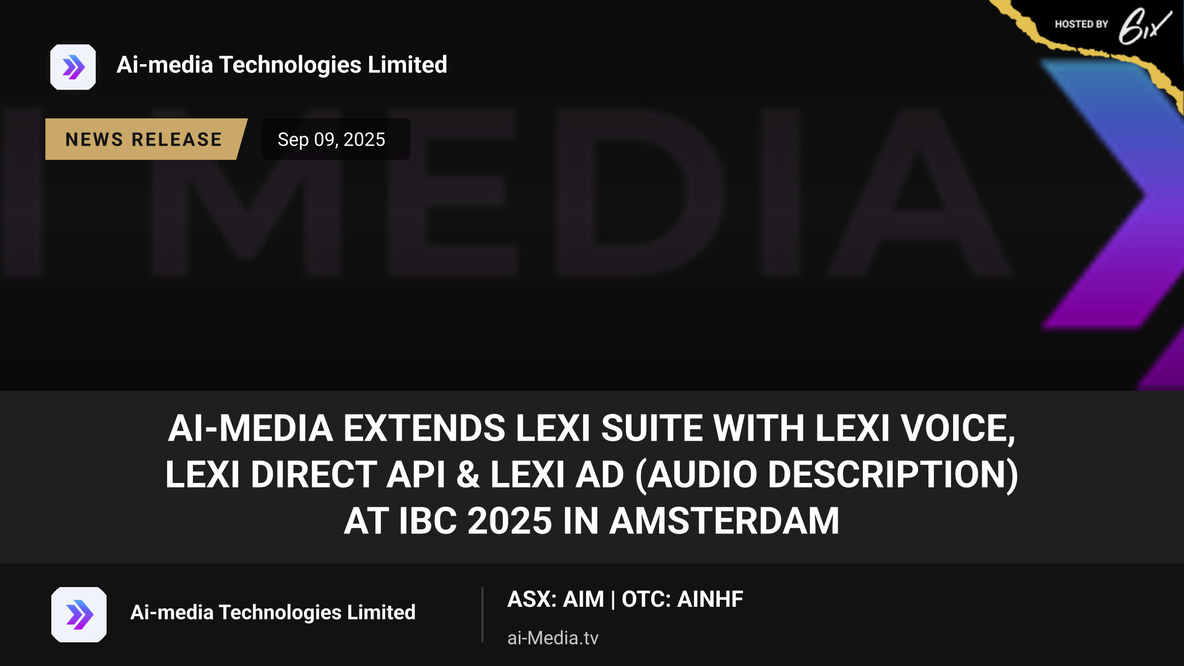 AI-Media extends LEXI Suite with LEXI Voice, LEXI Direct API & LEXI AD (Audio Description) at IBC 2025 in Amsterdam