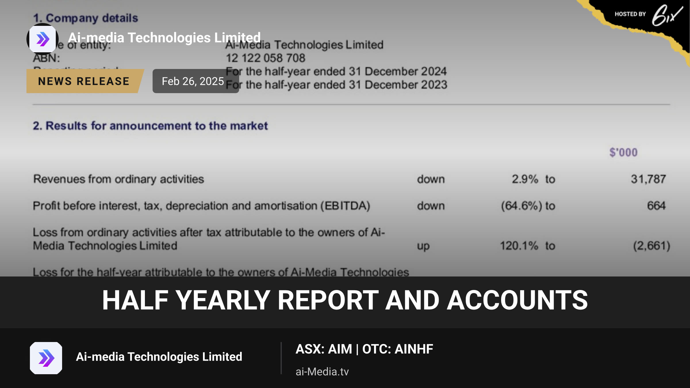 Half Yearly Report and Accounts