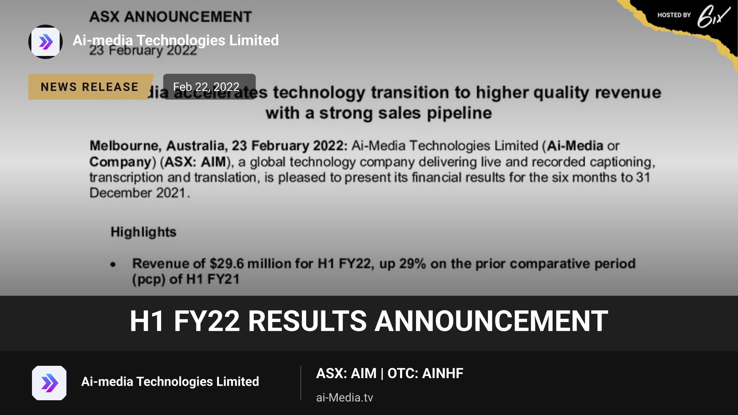 H1 FY22 Results Announcement