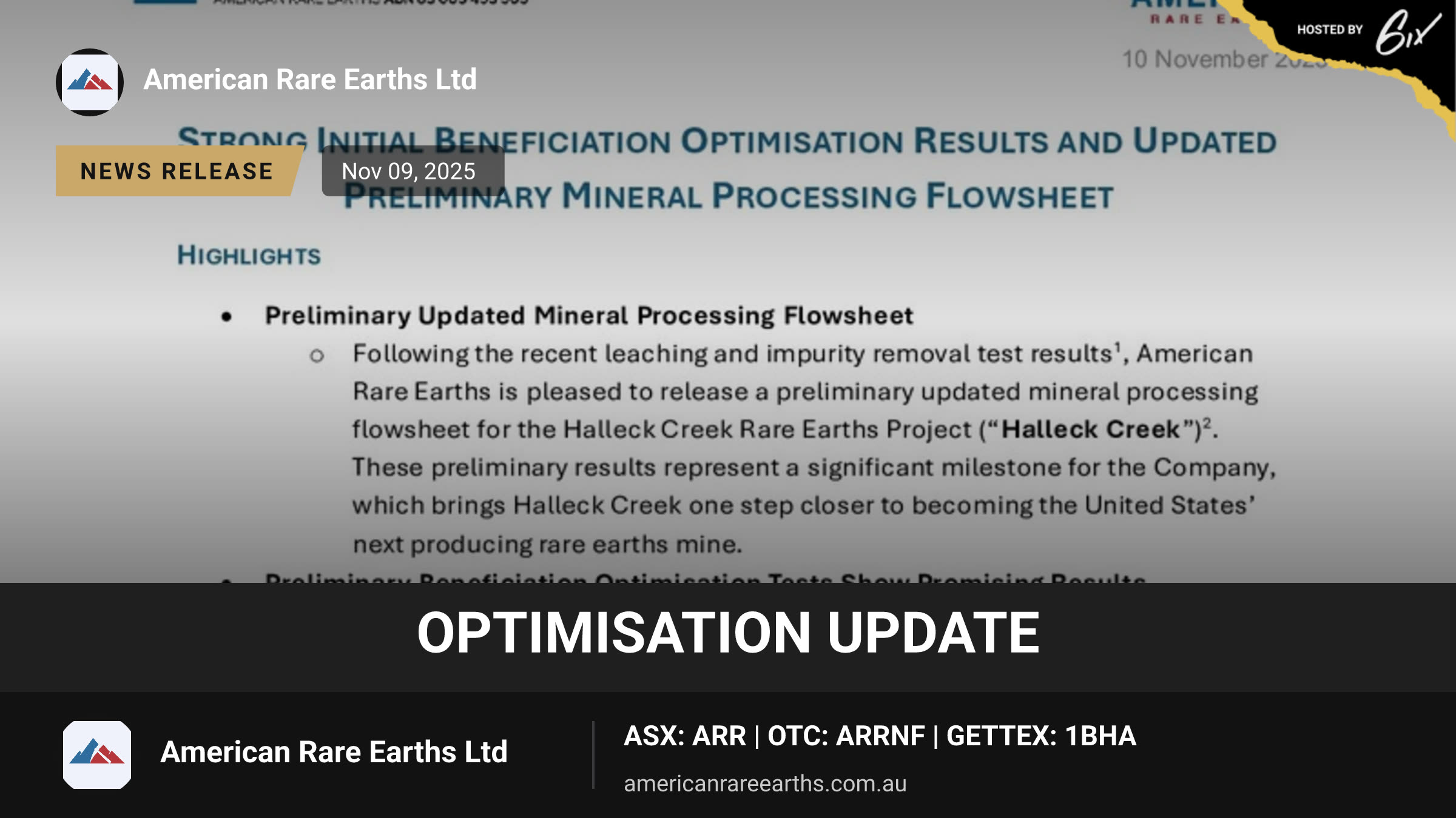 Optimisation Update