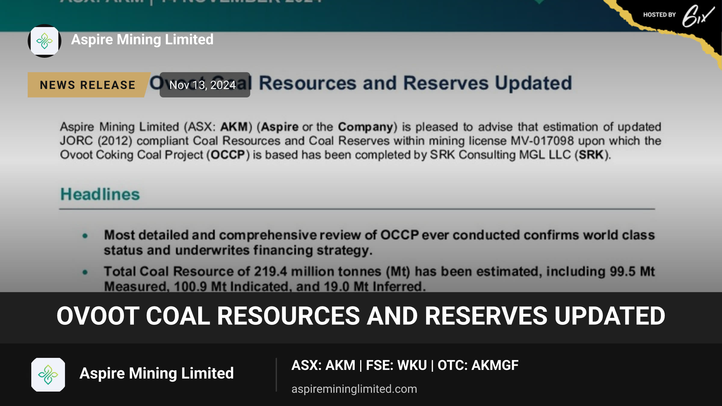 Ovoot Coal Resources and Reserves Updated