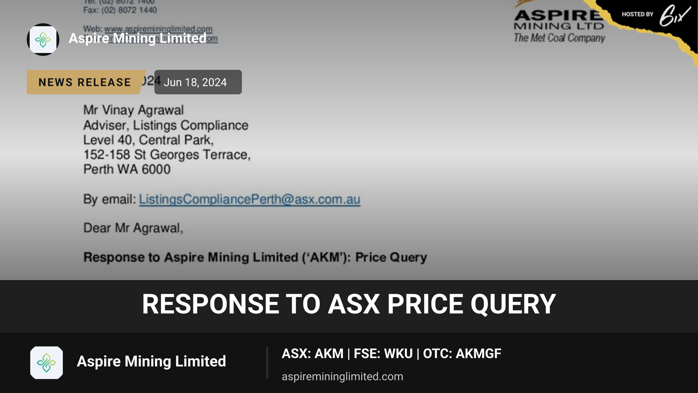 Response to ASX Price Query