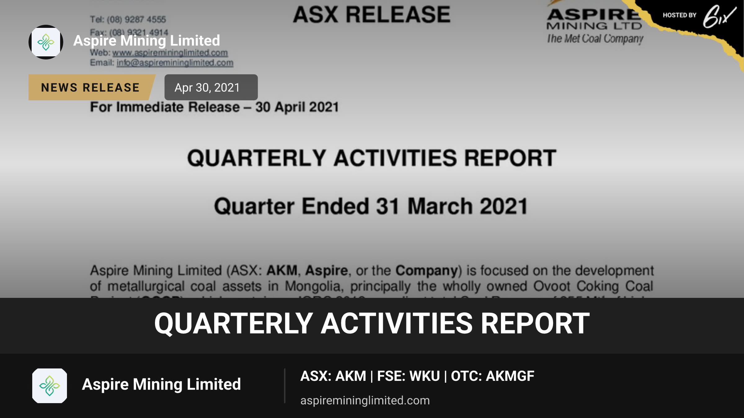 Quarterly Activities Report