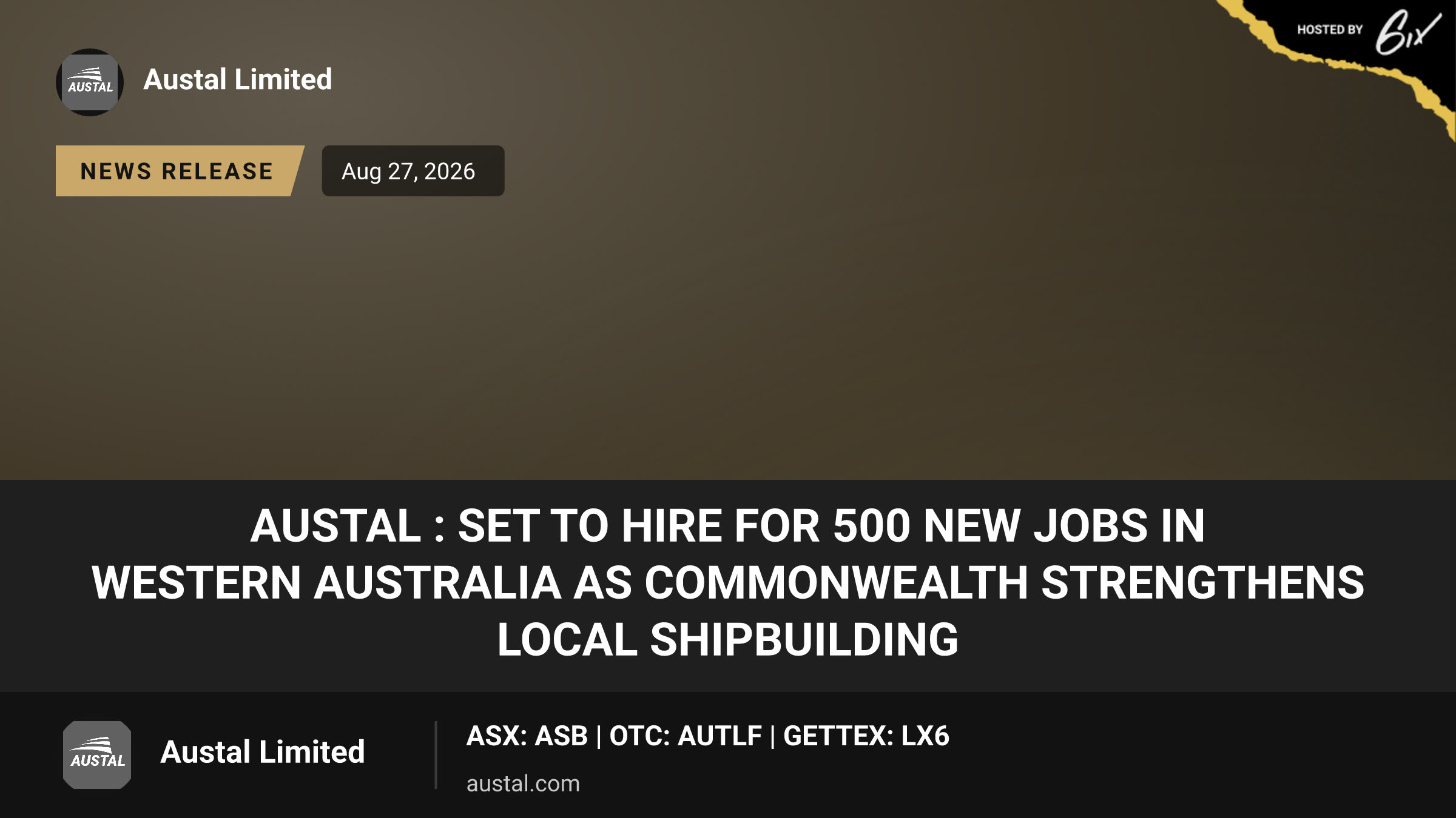 Austal : set to hire for 500 new jobs in Western Australia as Commonwealth strengthens local shipbuilding