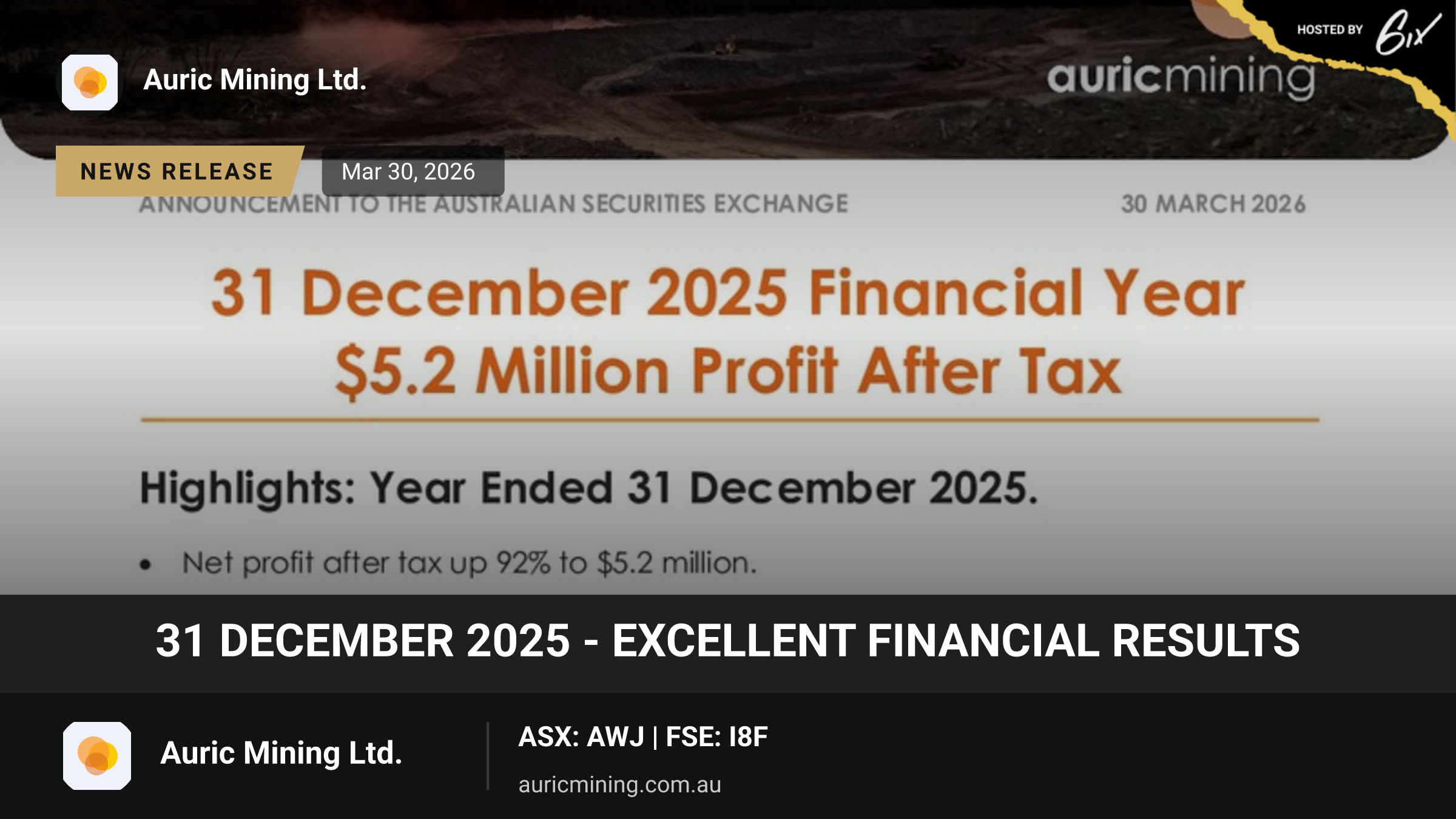 31 December 2025 - Excellent Financial Results