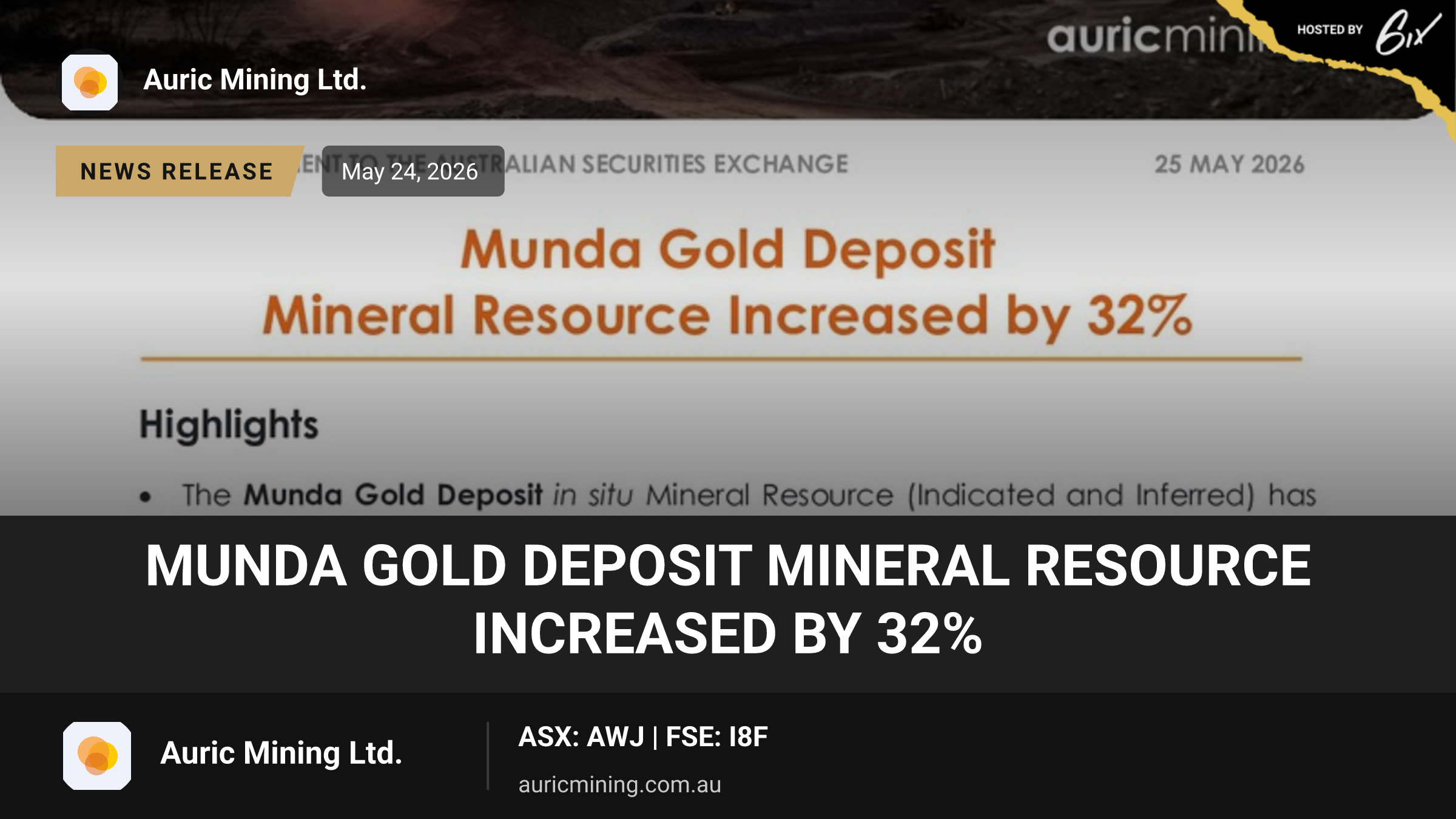 Munda Gold Deposit Mineral Resource Increased by 32%