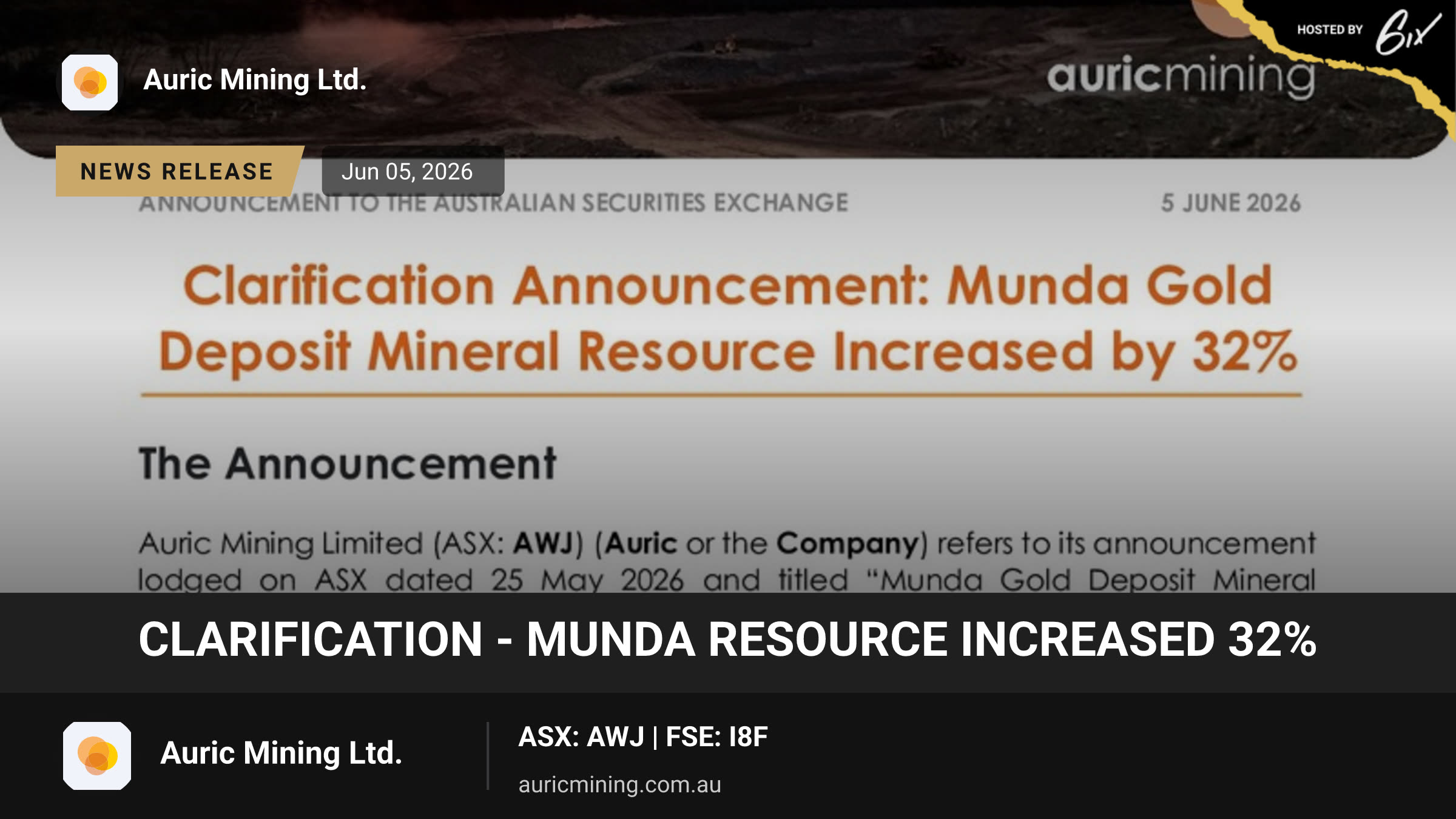 Clarification - Munda Resource Increased 32%