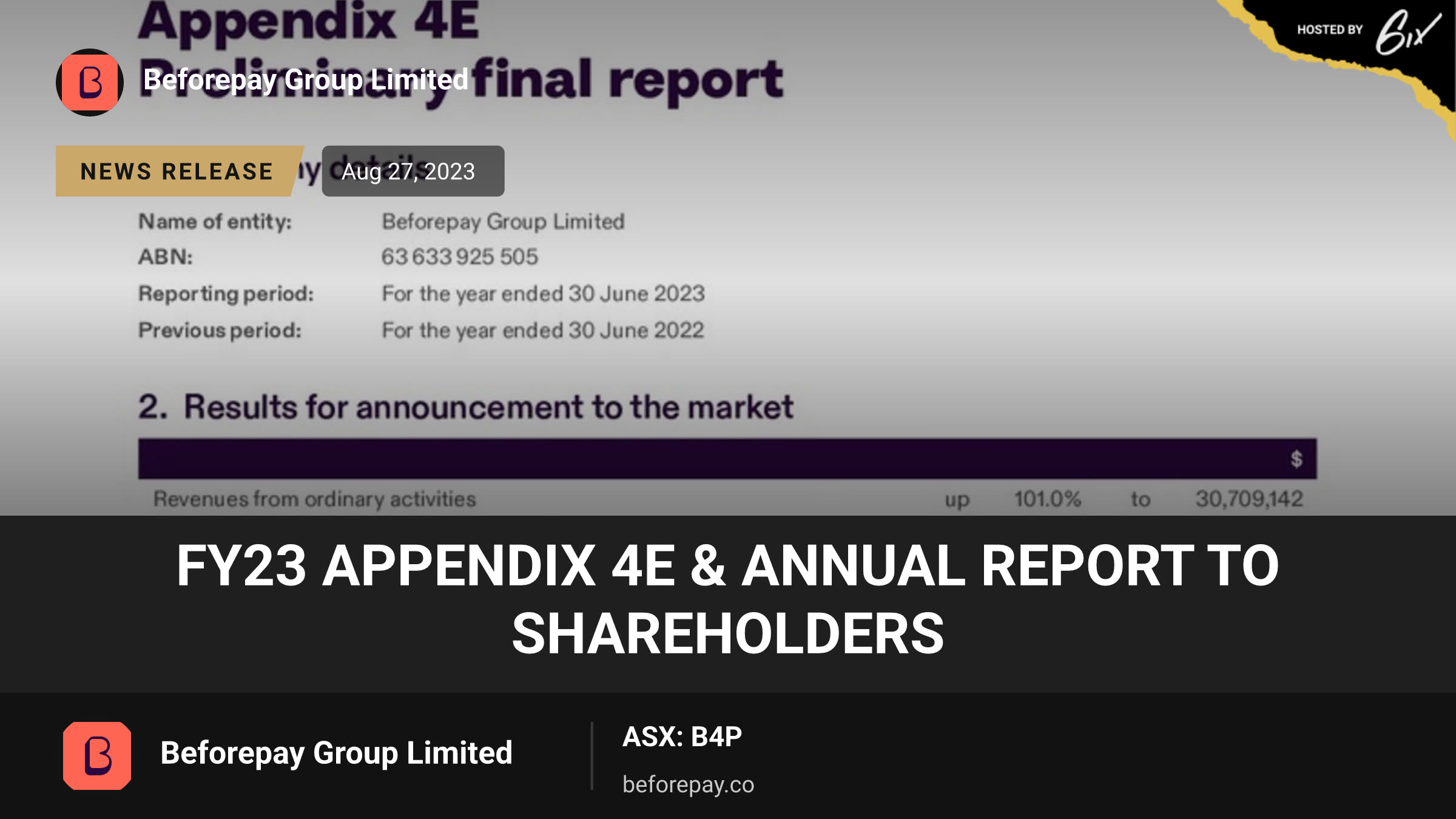 FY23 Appendix 4E & Annual Report to Shareholders