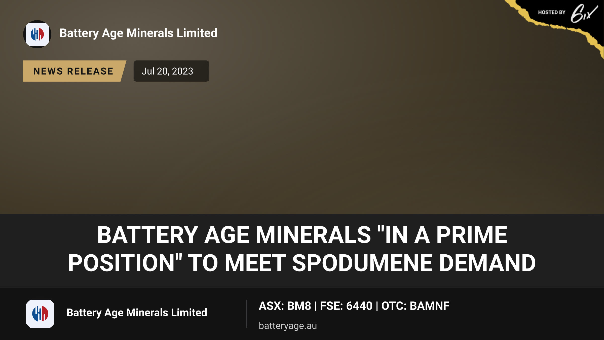 Battery Age Minerals "in a prime position" to meet spodumene demand