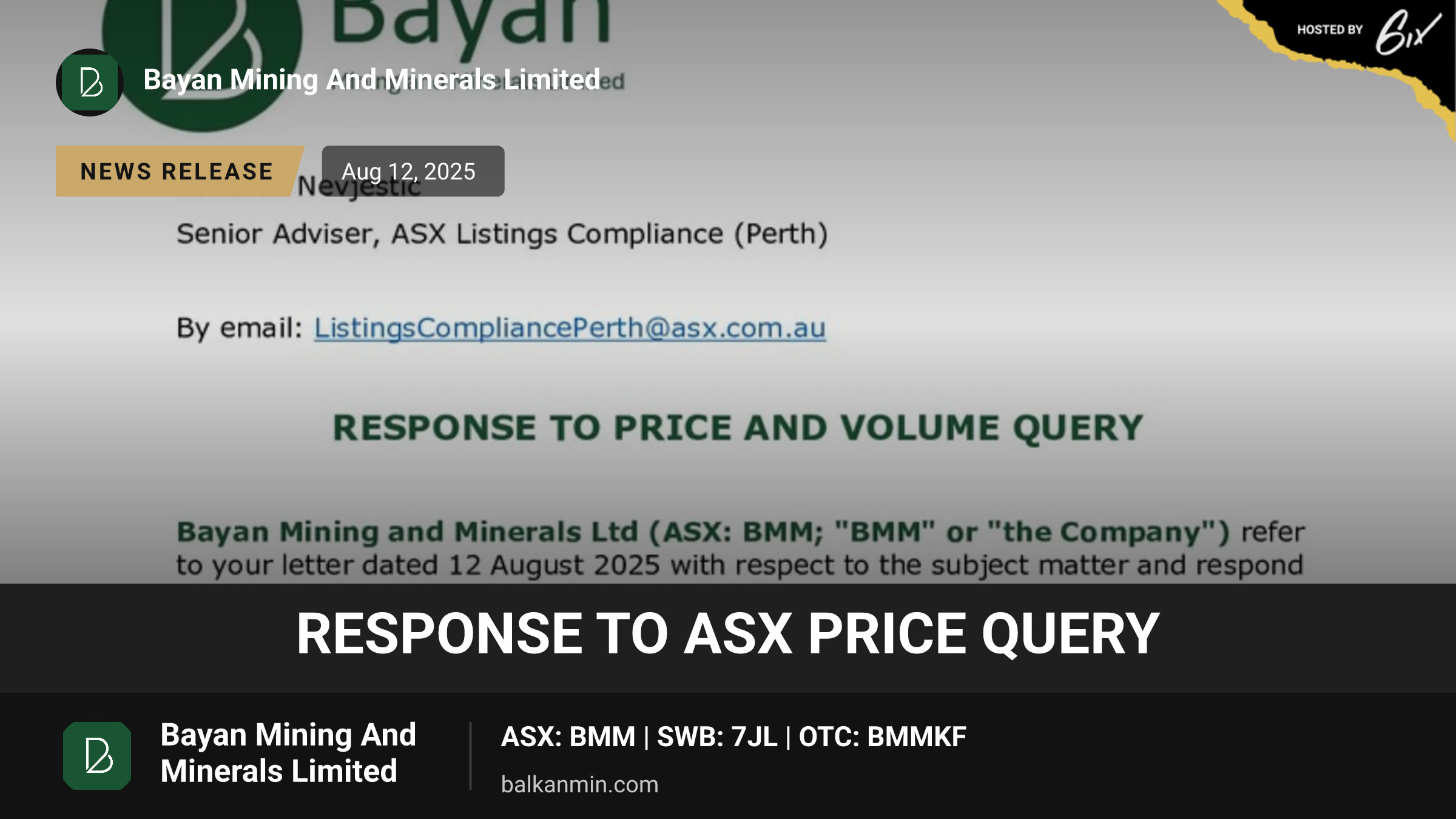 Response to ASX Price Query