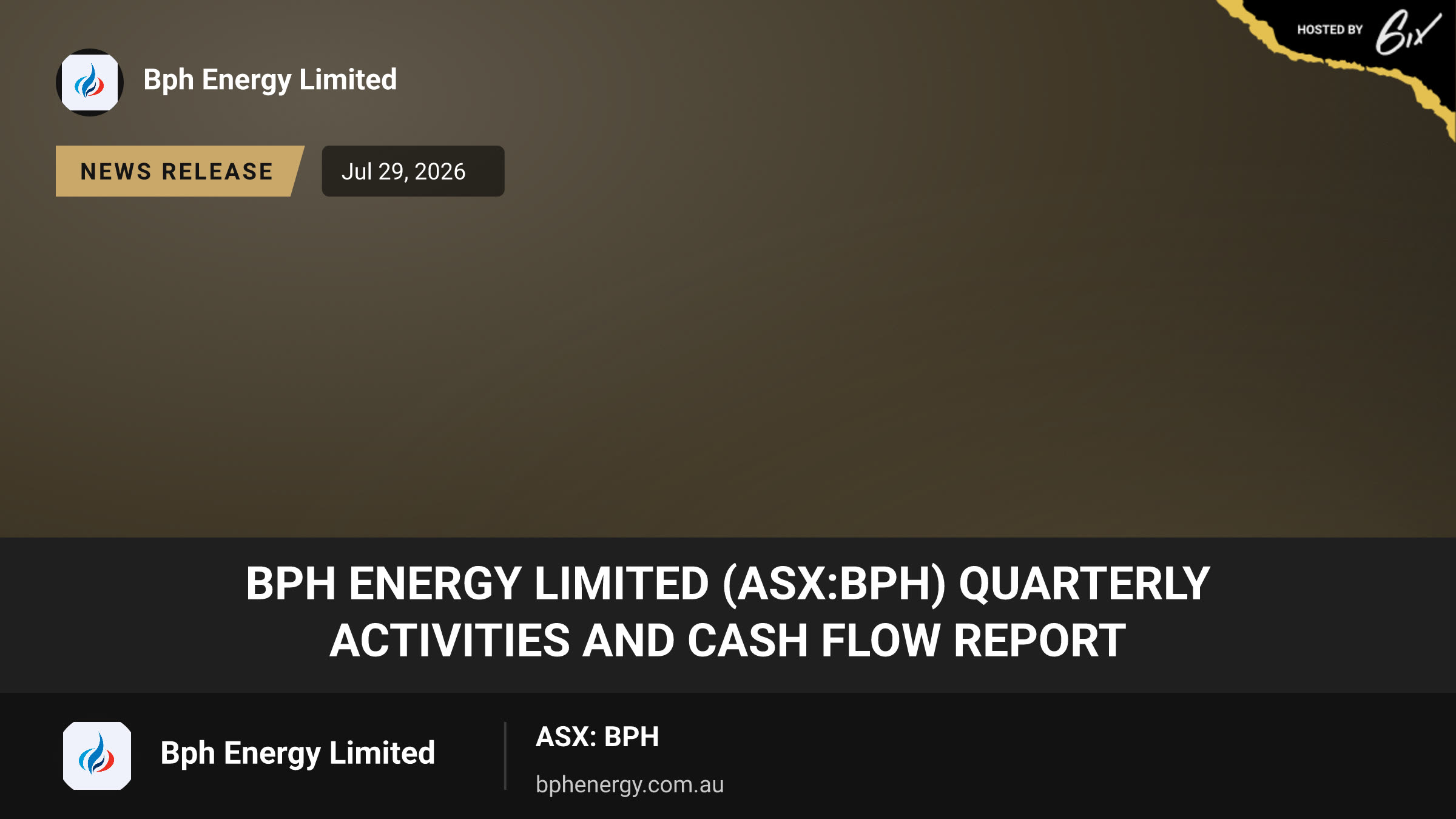 BPH Energy Limited (ASX:BPH) Quarterly Activities and Cash Flow Report