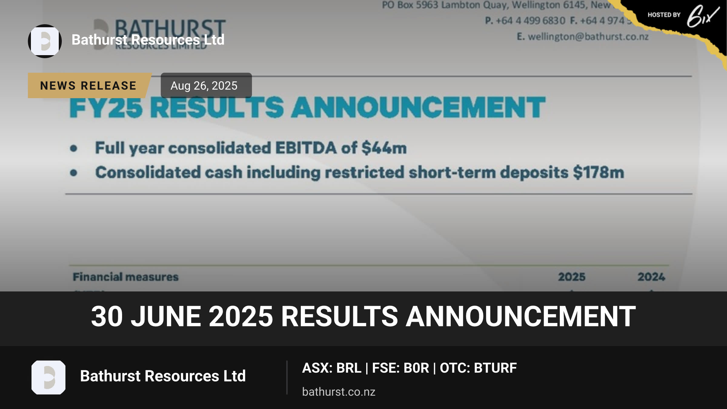 30 June 2025 Results announcement