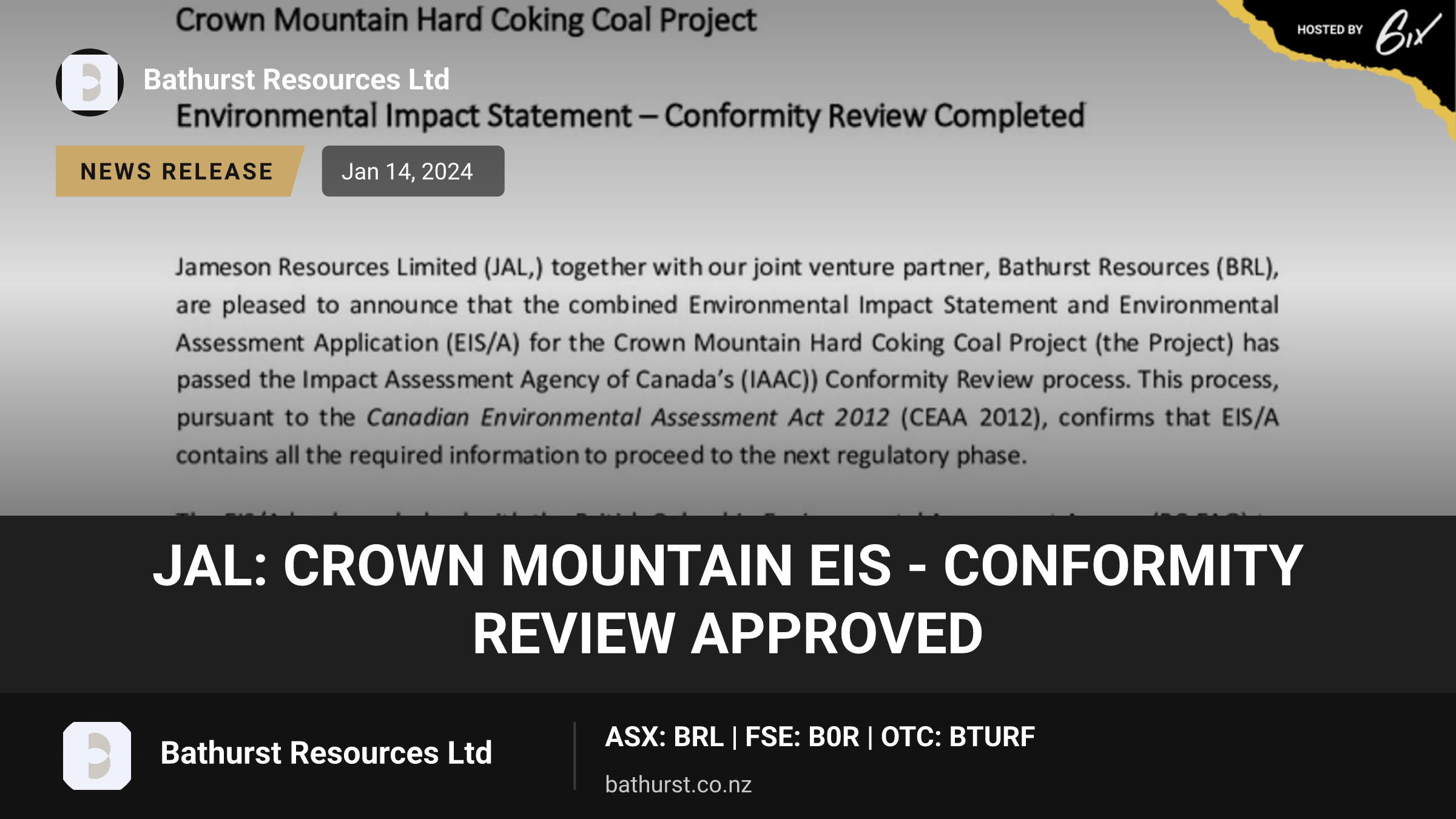 JAL: Crown Mountain EIS - Conformity Review Approved