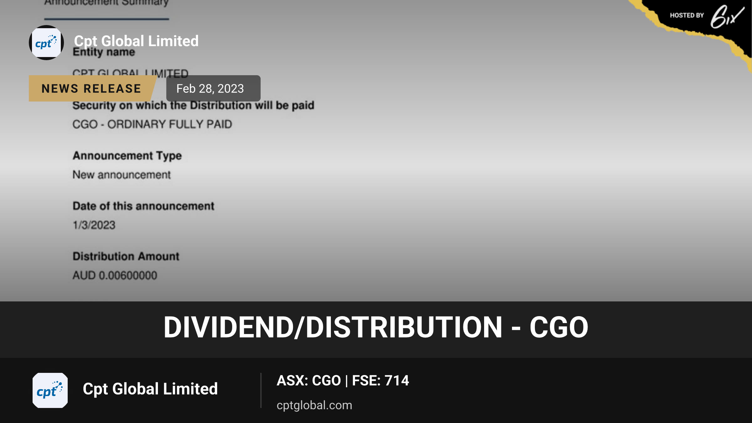 Dividend/Distribution - CGO