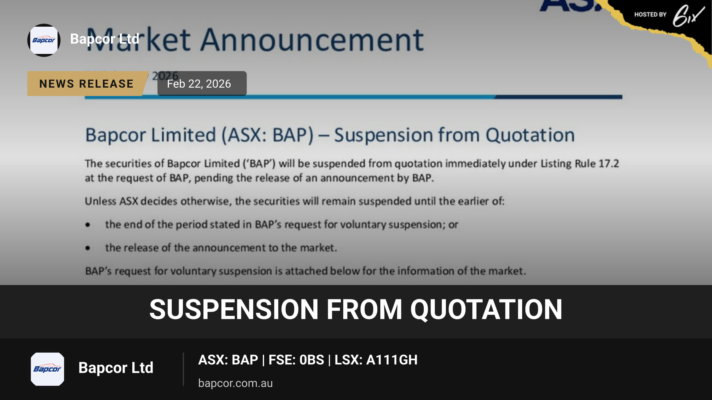Suspension from Quotation