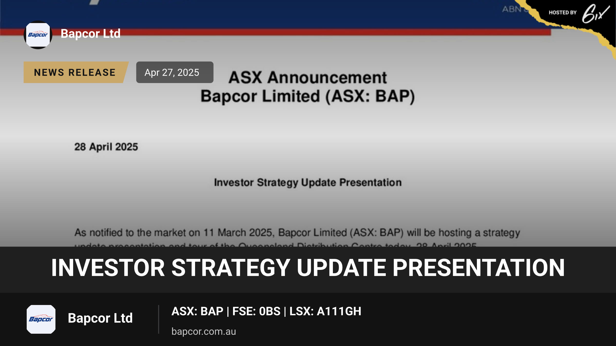 Investor Strategy Update Presentation