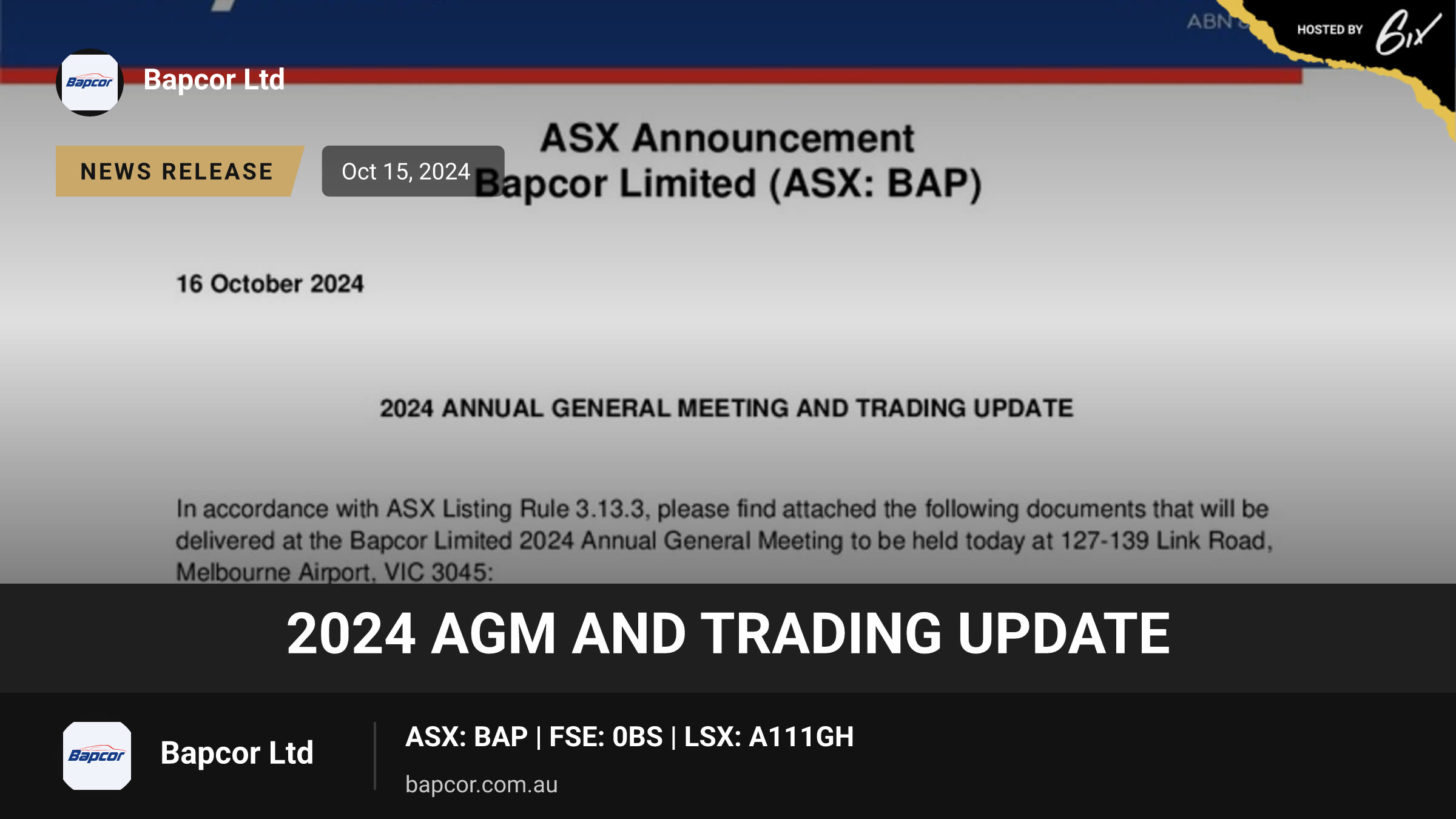 2024 AGM and Trading Update