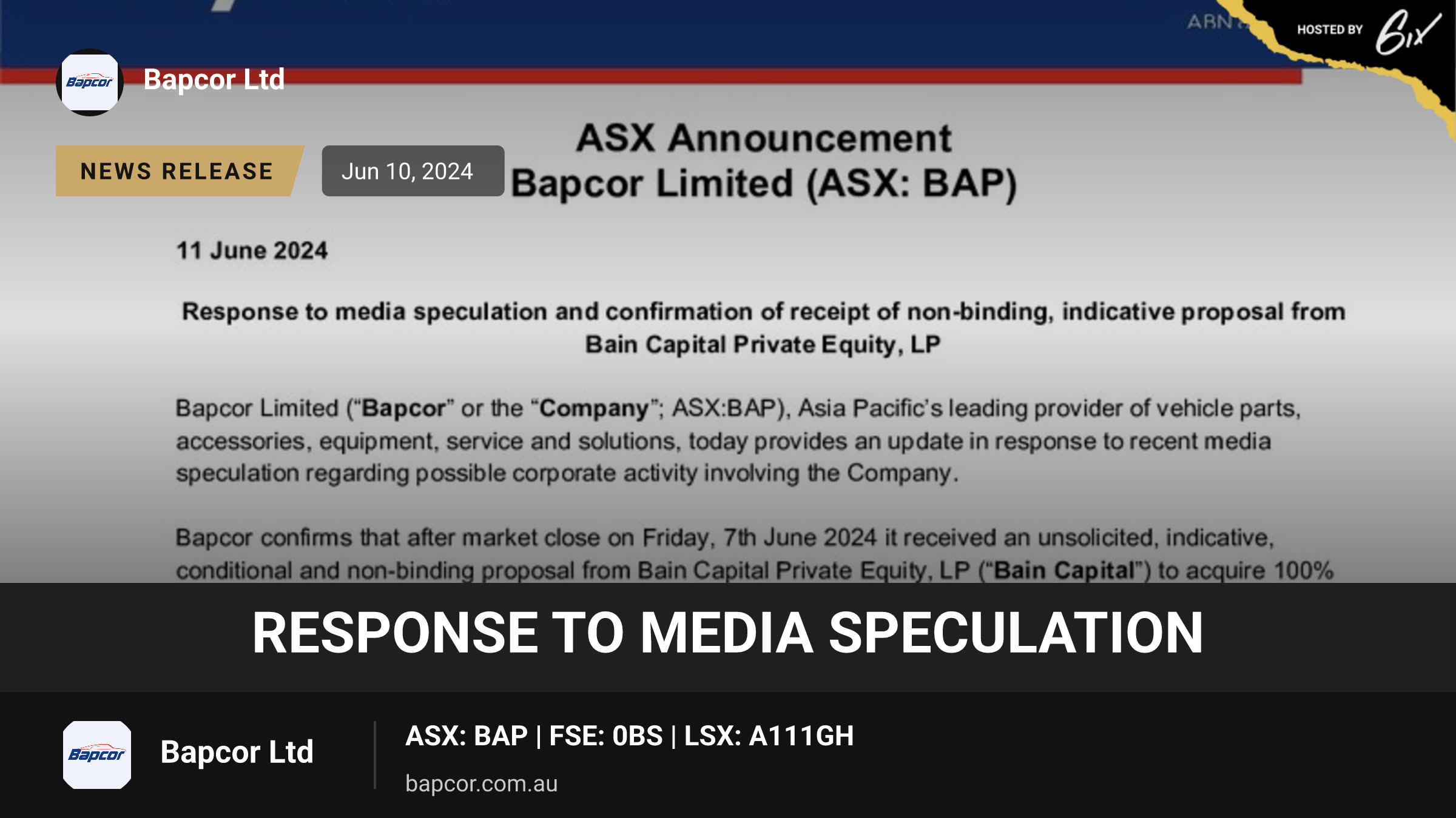 Response to media speculation