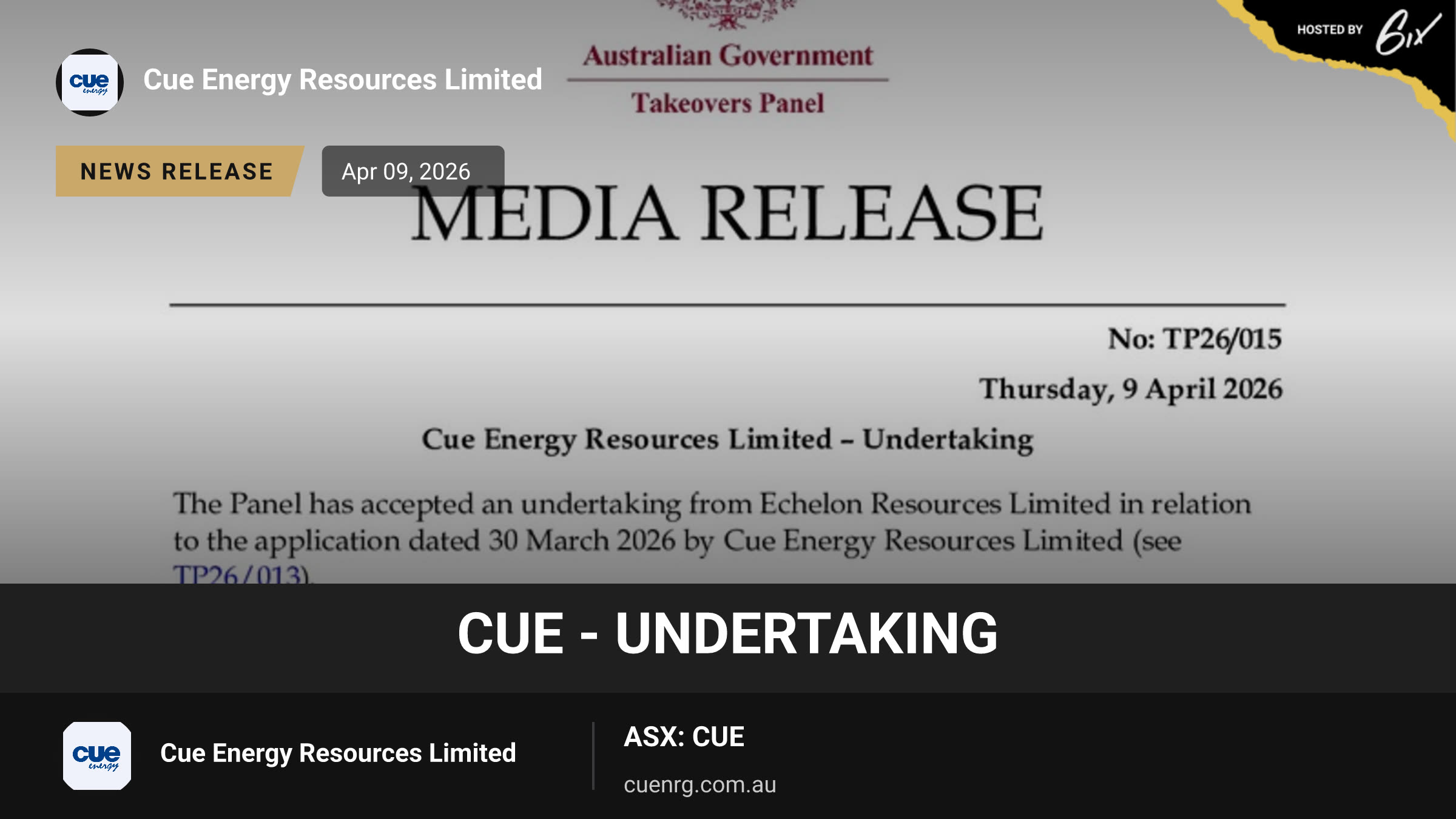 CUE - Undertaking