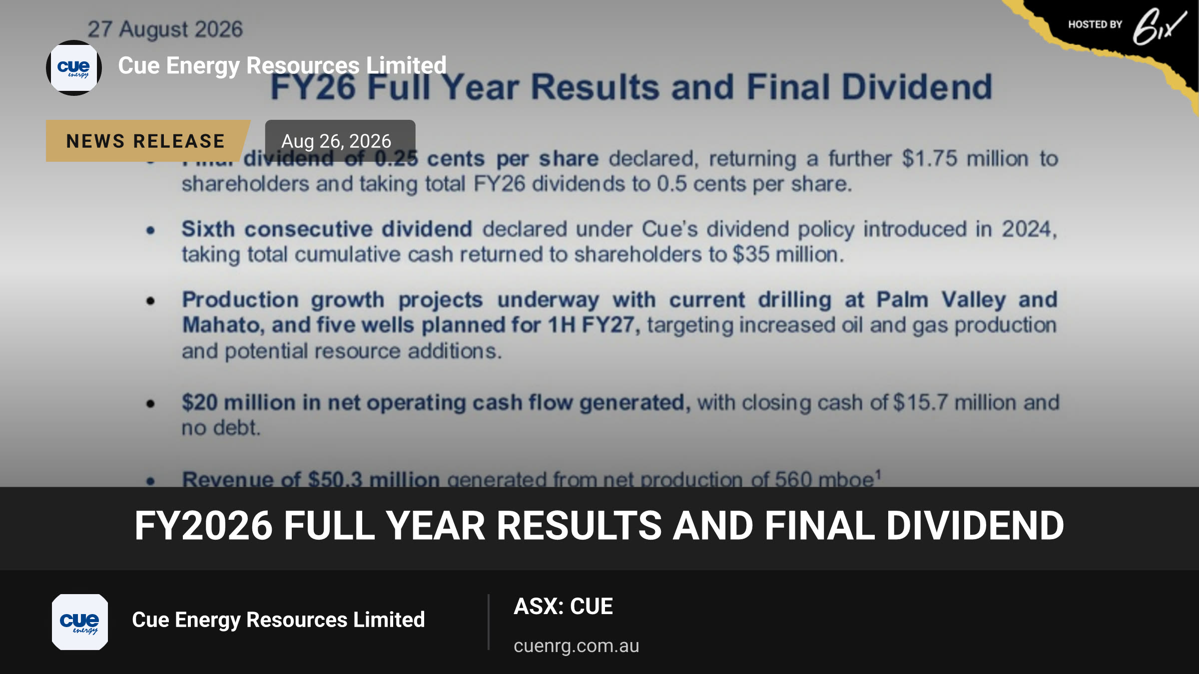 FY2026 Full Year Results and Final Dividend