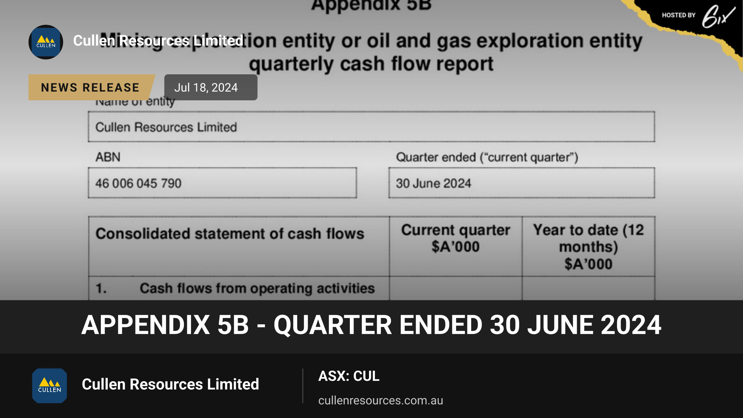 Appendix 5B - Quarter ended 30 June 2024