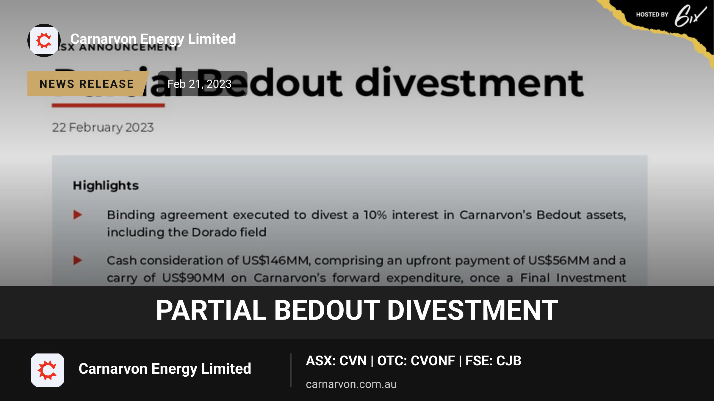 Partial Bedout Divestment