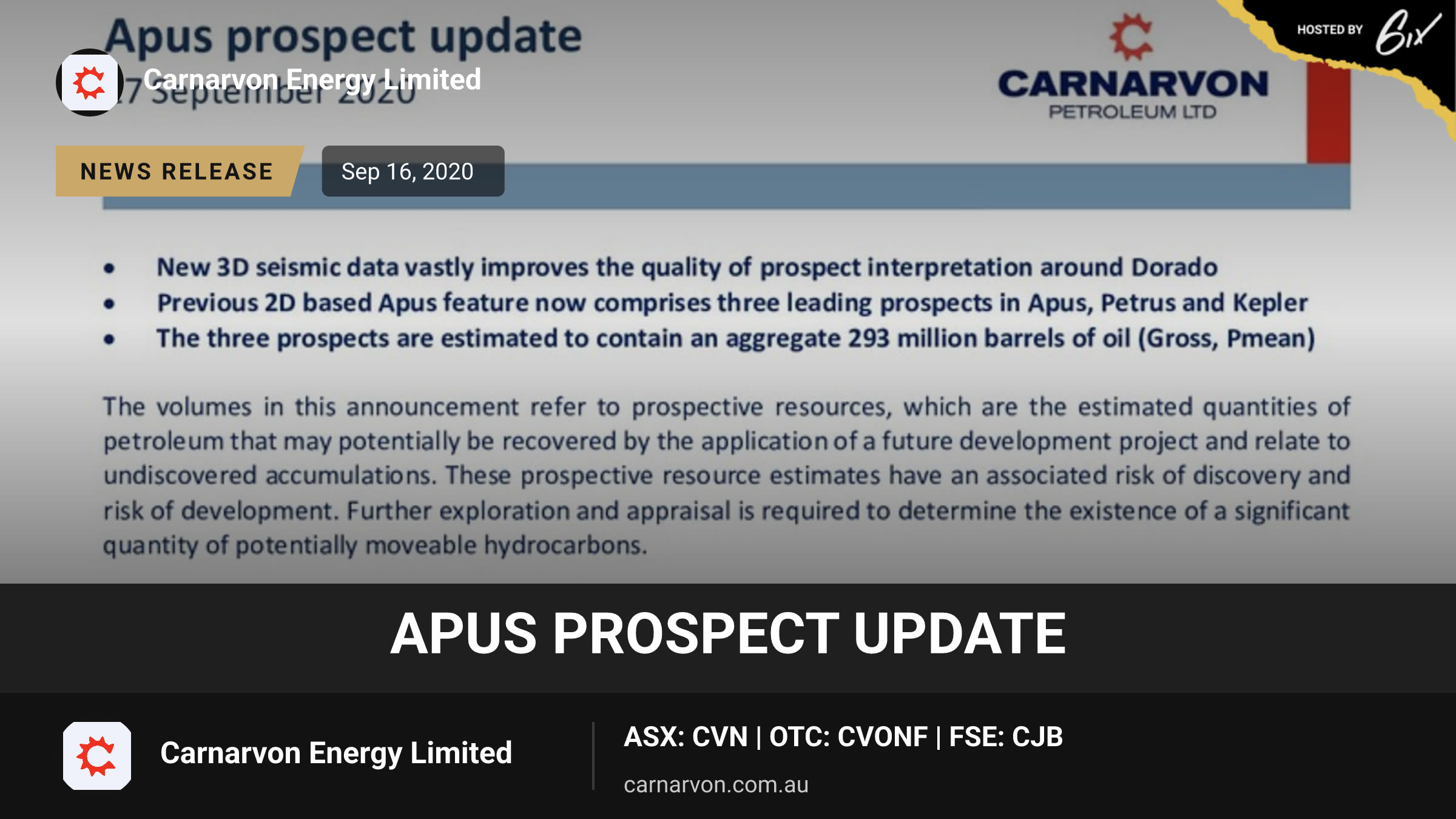 Apus Prospect Update