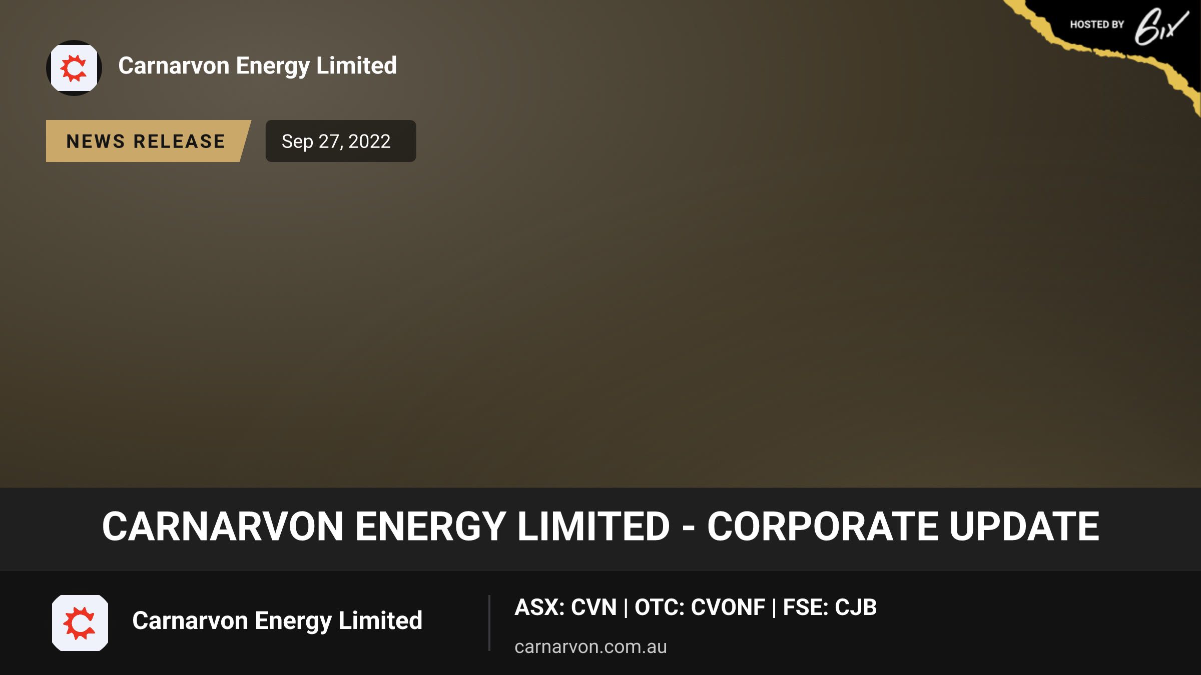 Carnarvon Energy Limited - Corporate update