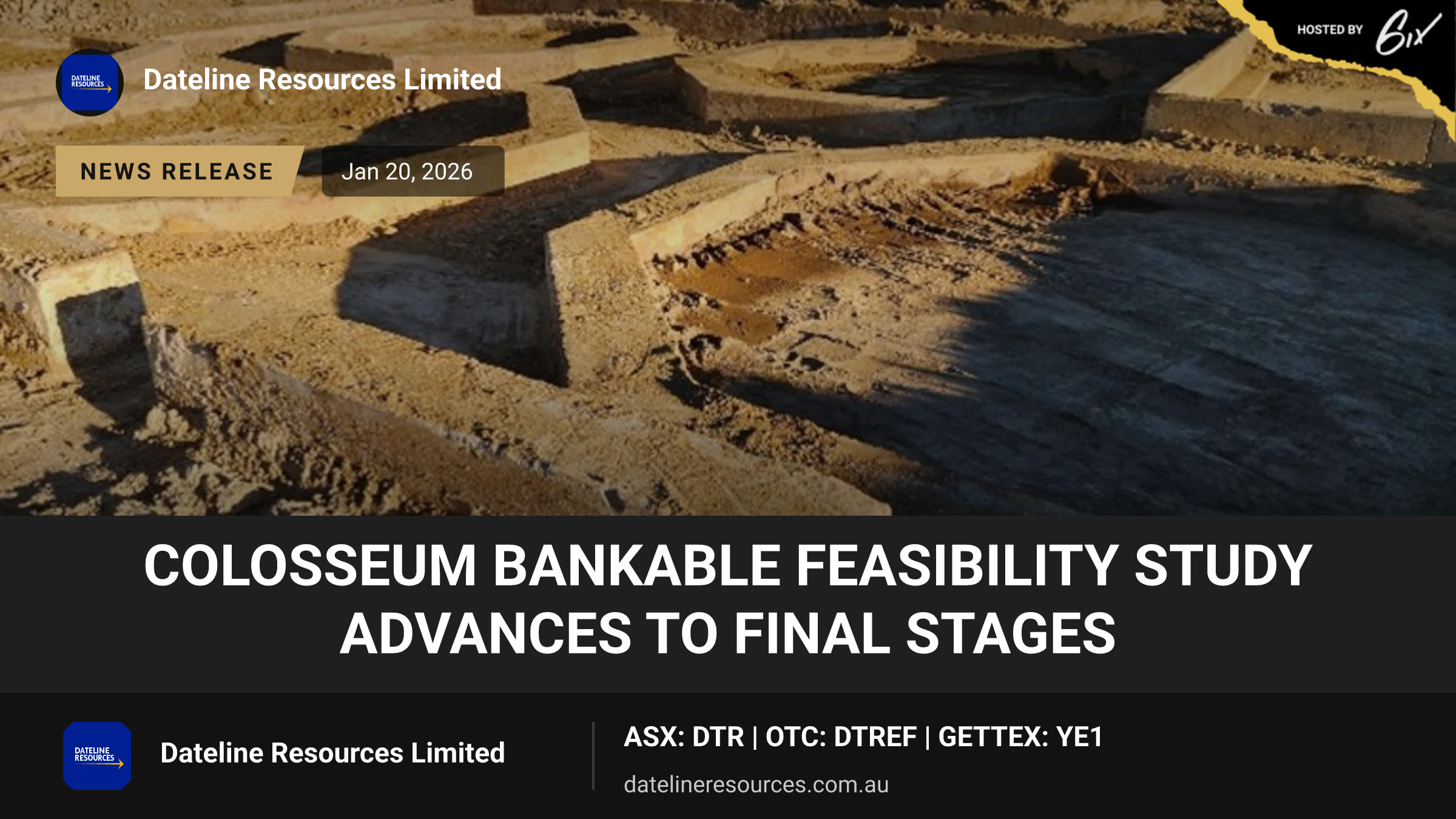 Colosseum Bankable Feasibility Study Advances to Final Stages