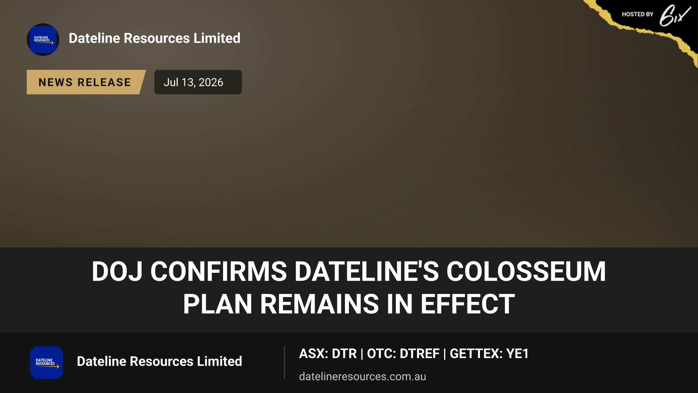 DOJ Confirms Dateline's Colosseum Plan Remains in Effect
